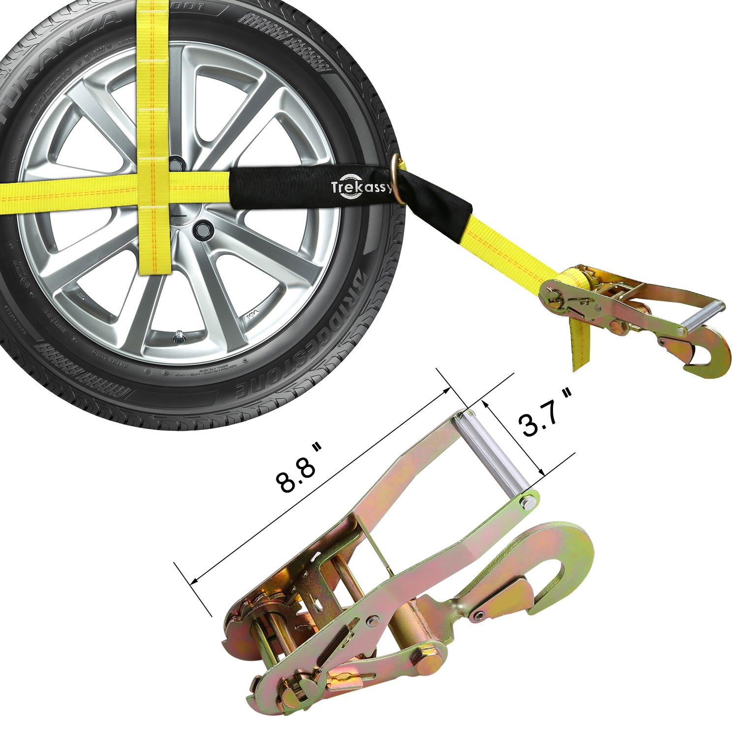 Trekassy 2" x 120" Car Tie Down Straps for Trailers with Snap Hooks