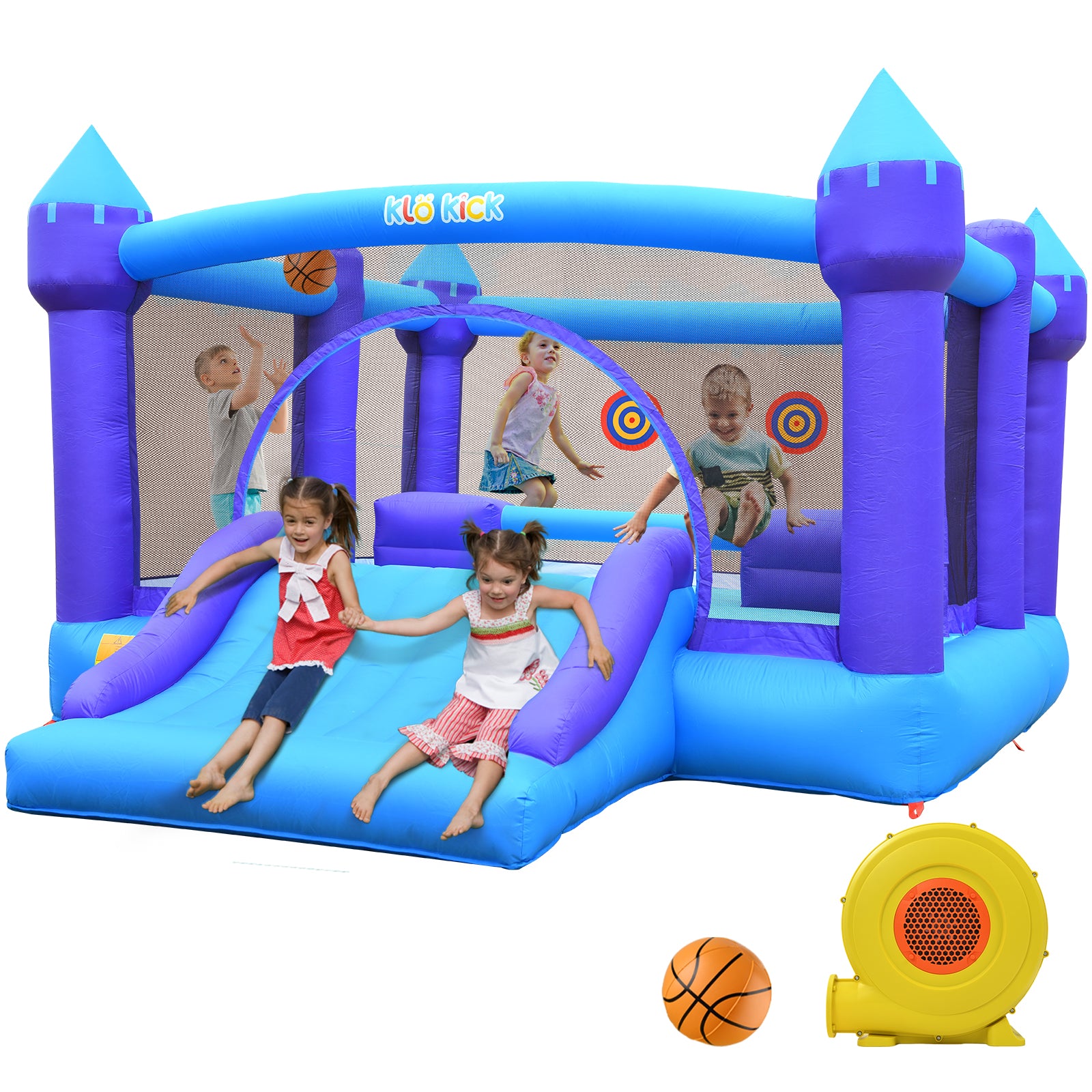 Klo Kick Bounce House for Big Kids 8-12, Inflatable Bouncy Castle 15' x 12' with Blower, Bouncer with Wider Slide