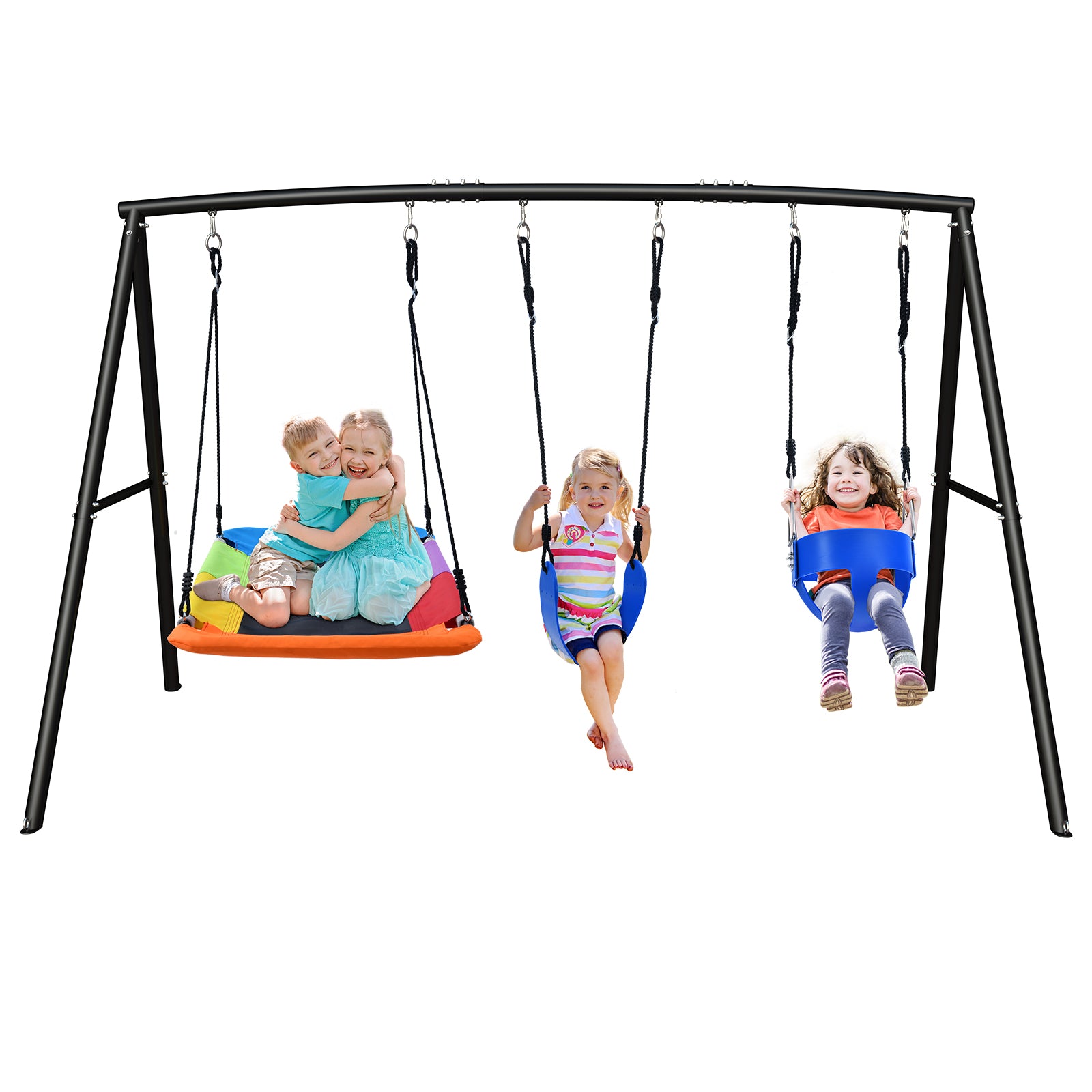 Swing Sets for Backyard with Toddler Swing, Belt Swing, Platform Swing,Swing Set Outdoor for Kids