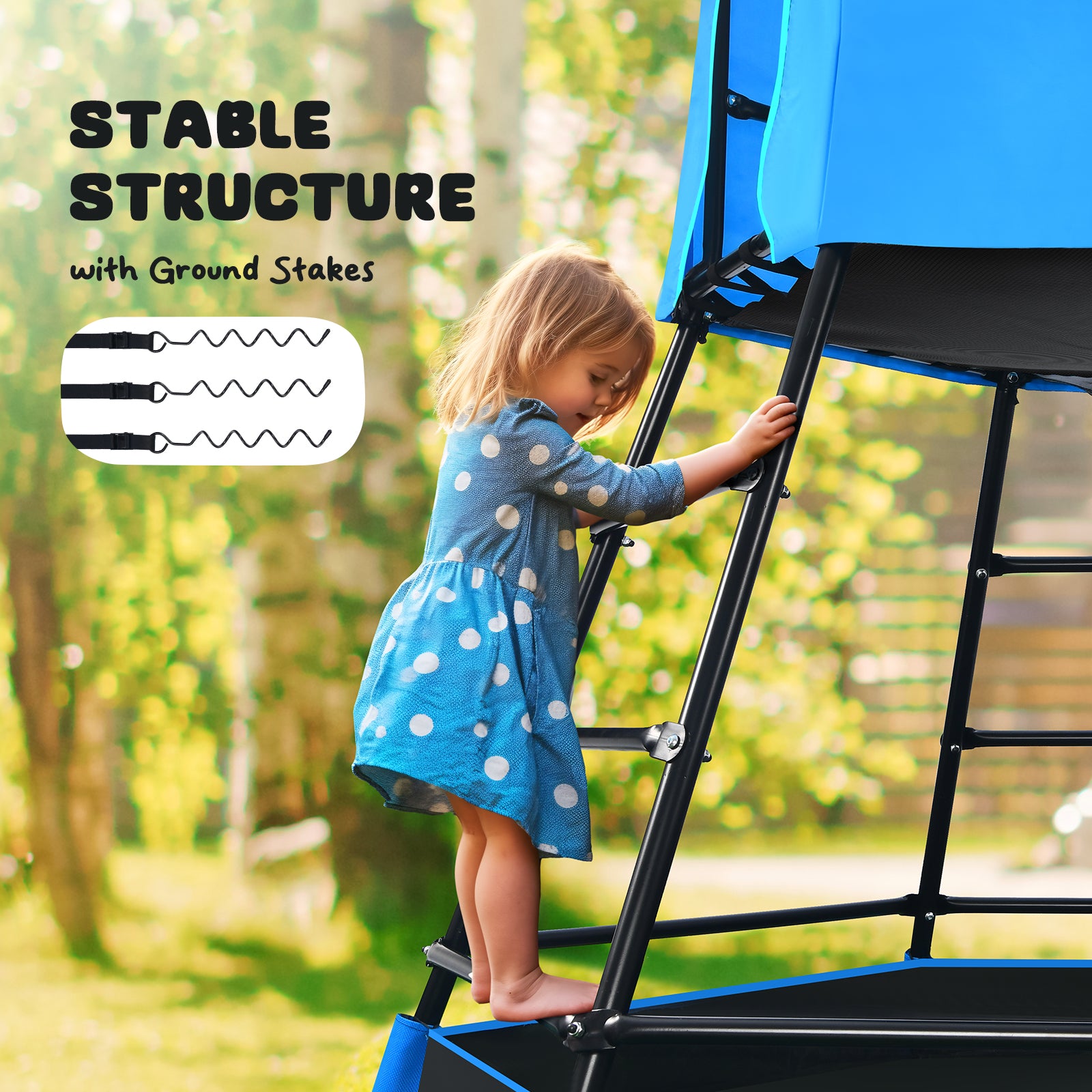 Hapfan Jungle Gym with Platform and Tent, Climbing Toys with Monkey Bars for Kids Age 1-12