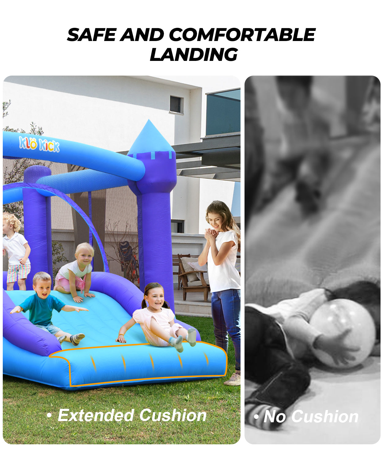 Klo Kick Bounce House for Big Kids 8-12, Inflatable Bouncy Castle 15' x 12' with Blower, Bouncer with Wider Slide