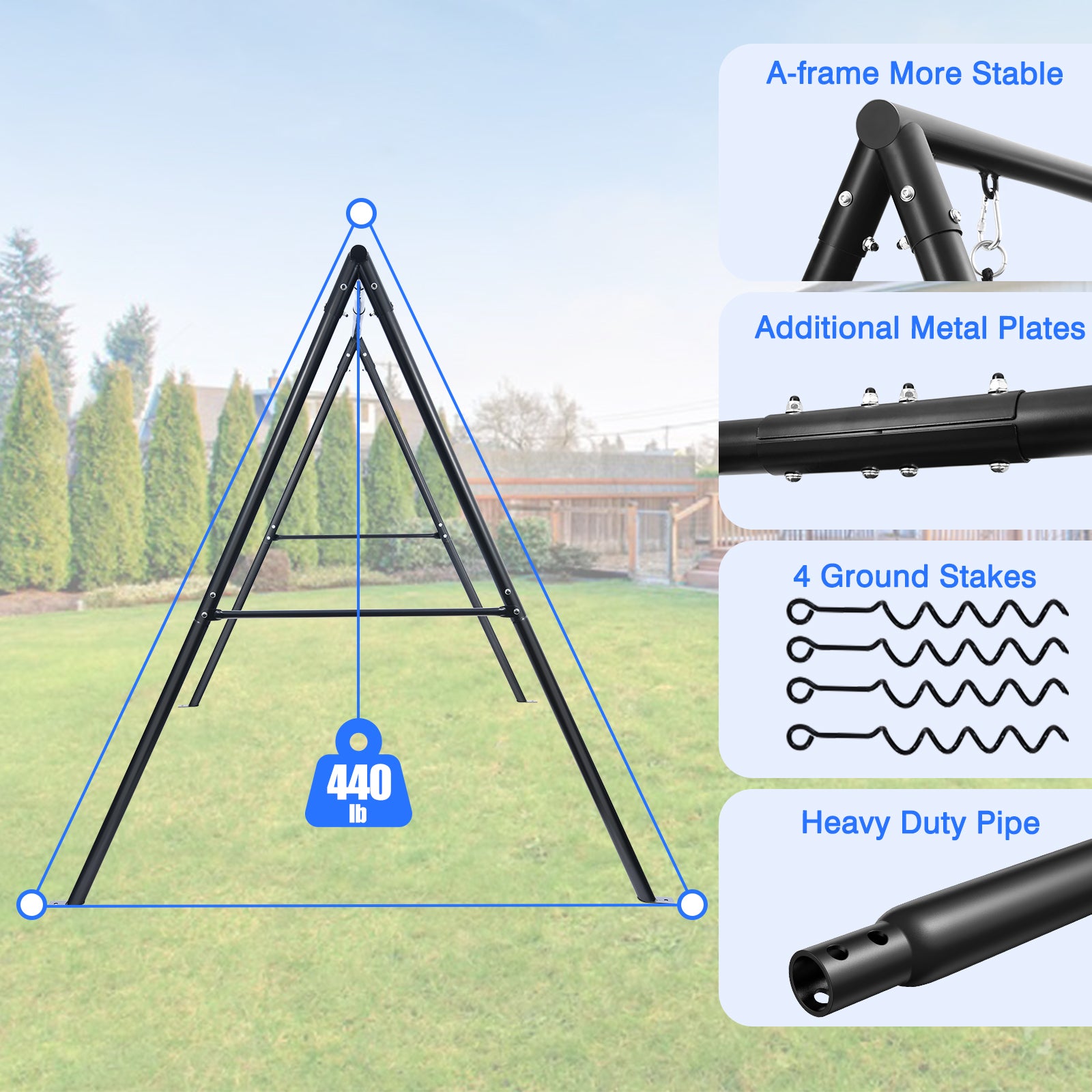 Swing Sets for Backyard with Toddler Swing, Belt Swing, Platform Swing,Swing Set Outdoor for Kids