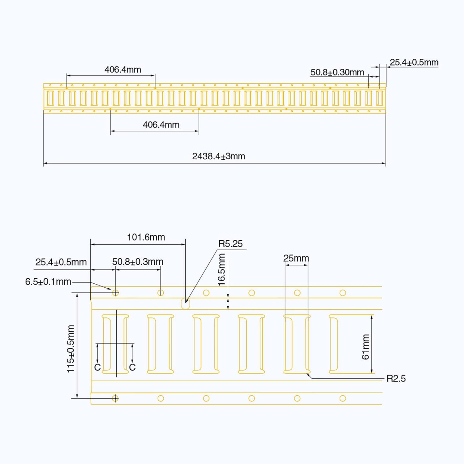 Trekassy 8ft Horizontal E Track Tie-Down Rail Kit, Powder-Coated Steel E-Track TieDowns for Truck Bed, Trailers
