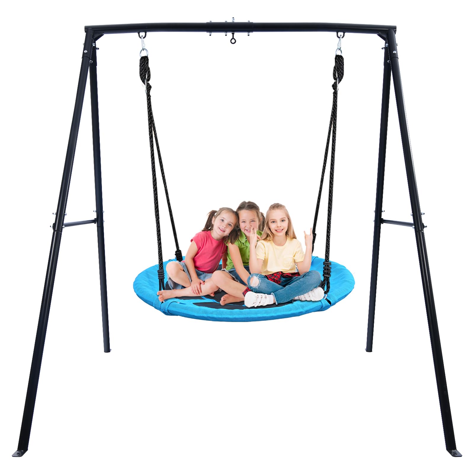 Trekassy 440lbs Swing Set with 40 Inch Saucer Tree Swing Blue