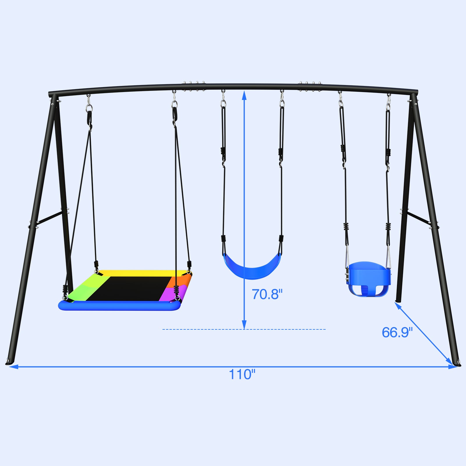 Swing Sets for Backyard with Toddler Swing, Belt Swing, Platform Swing,Swing Set Outdoor for Kids