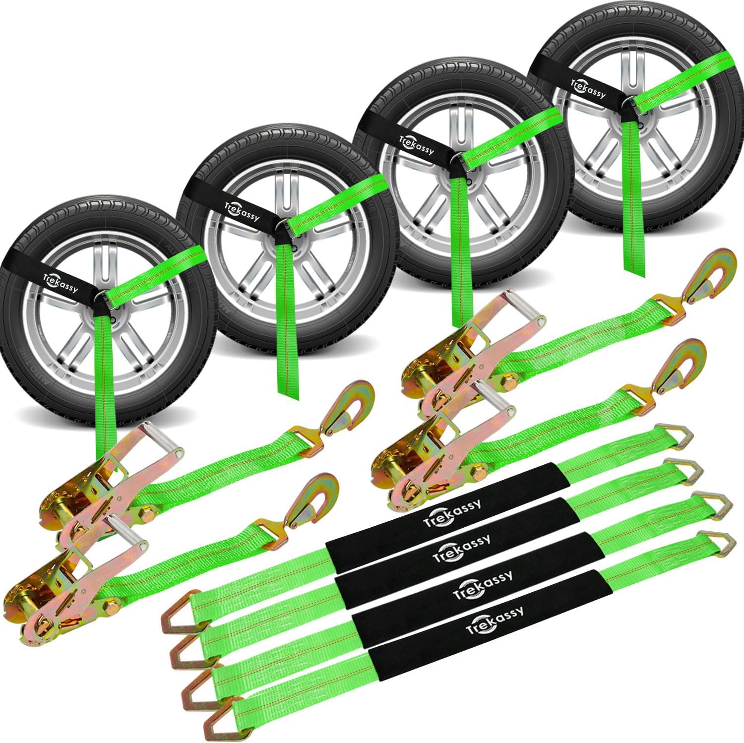 Trekassy 2”x 144” Car Tie Down Straps for Trailers Heavy Duty