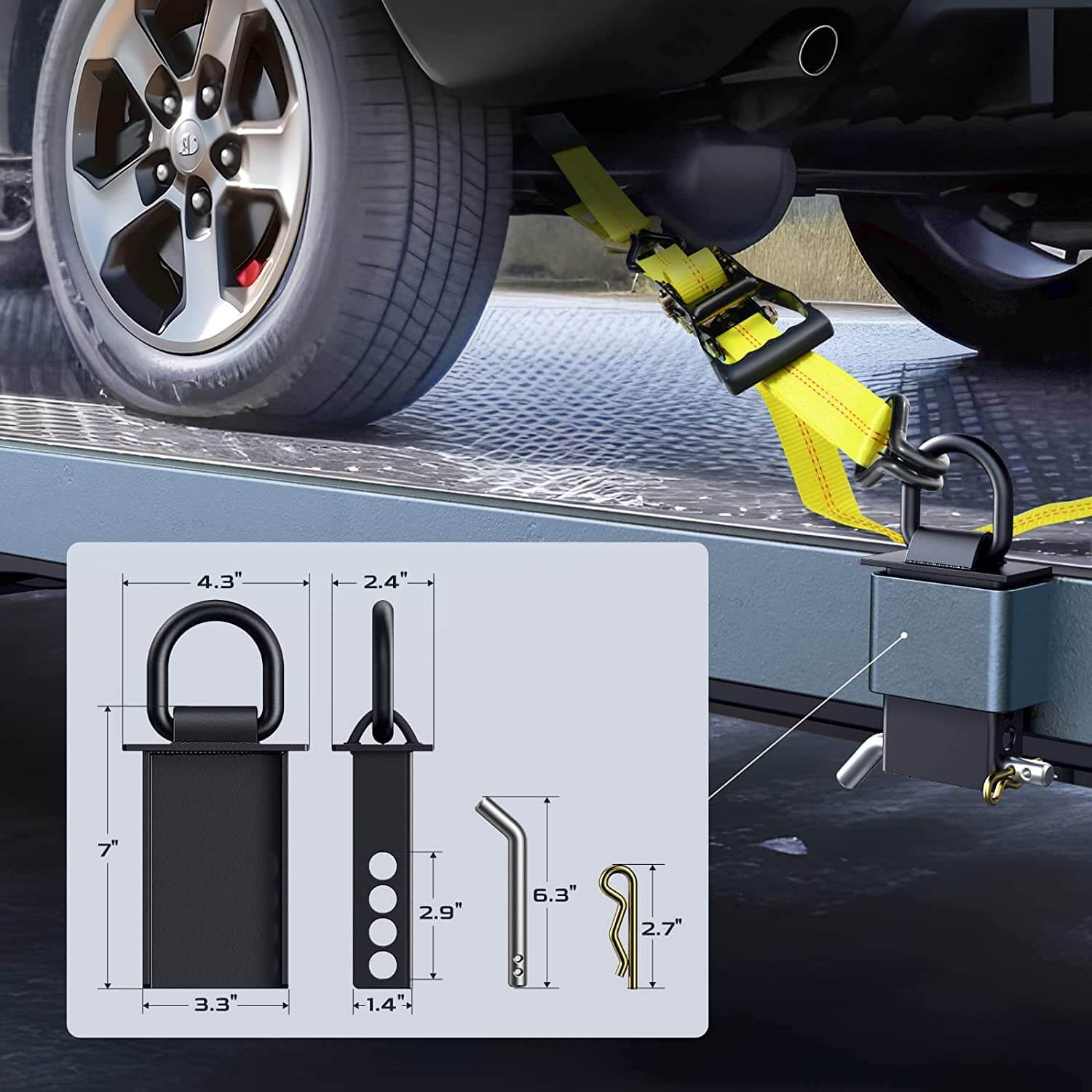 Trekassy Car Tie Down Straps for Trailers with J Hooks