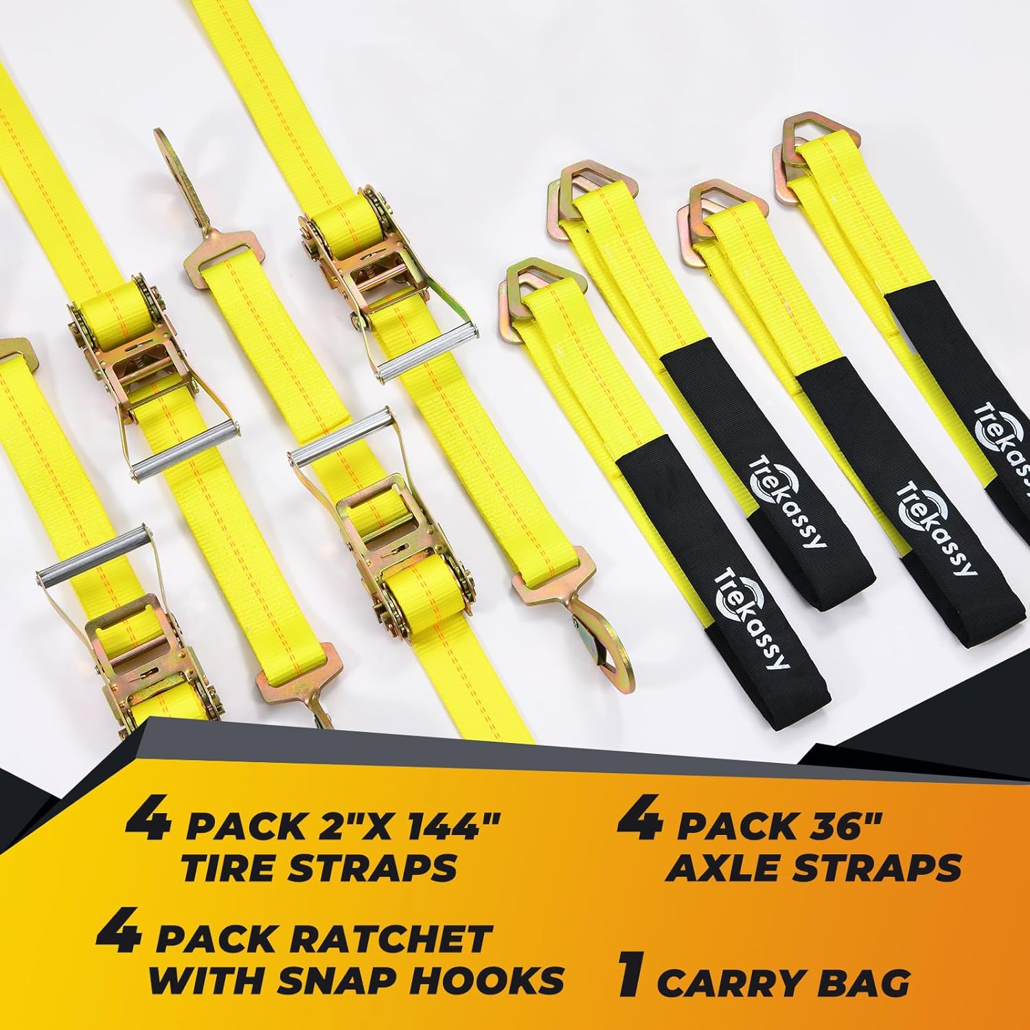 Trekassy 2”x 144” Car Tie Down Straps for Trailers Heavy Duty