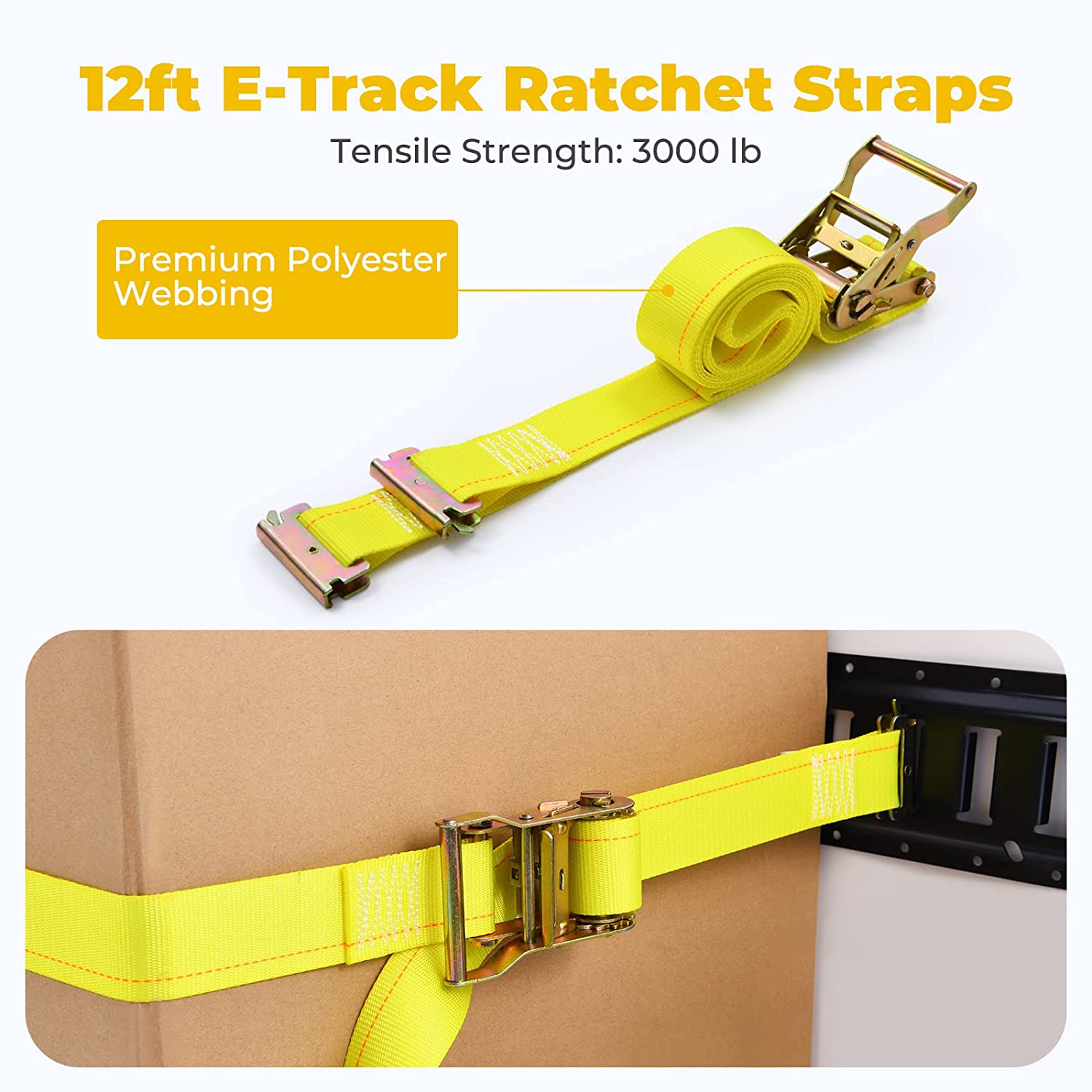 Trekassy 8ft Horizontal E Track Tie-Down Rail Kit, Powder-Coated Steel E-Track TieDowns for Truck Bed, Trailers
