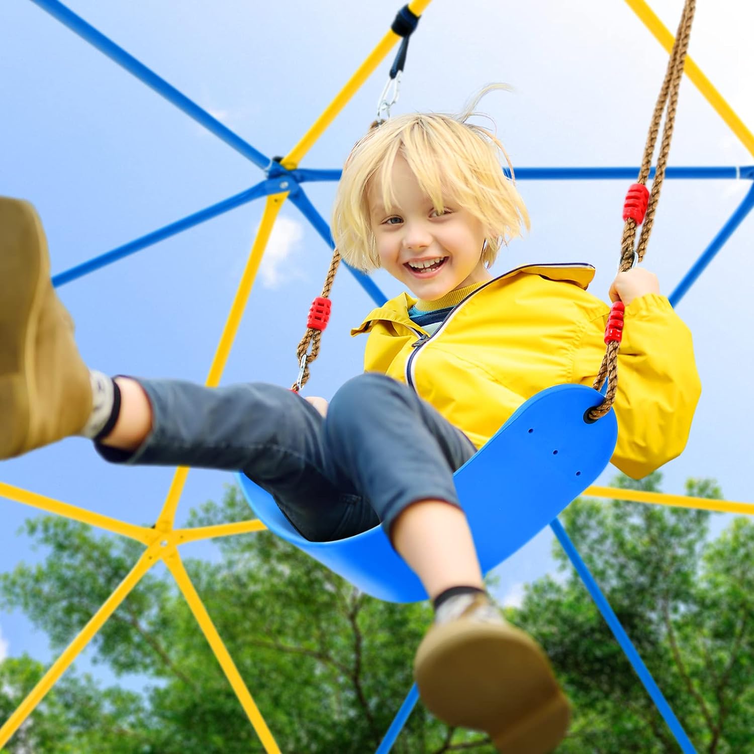 Upgraded 10FT Climbing Dome with Canopy and Swing, Dome Climber for Kids 3 - 10, Weight Capability 800LBS, Rust and UV Resistant Steel