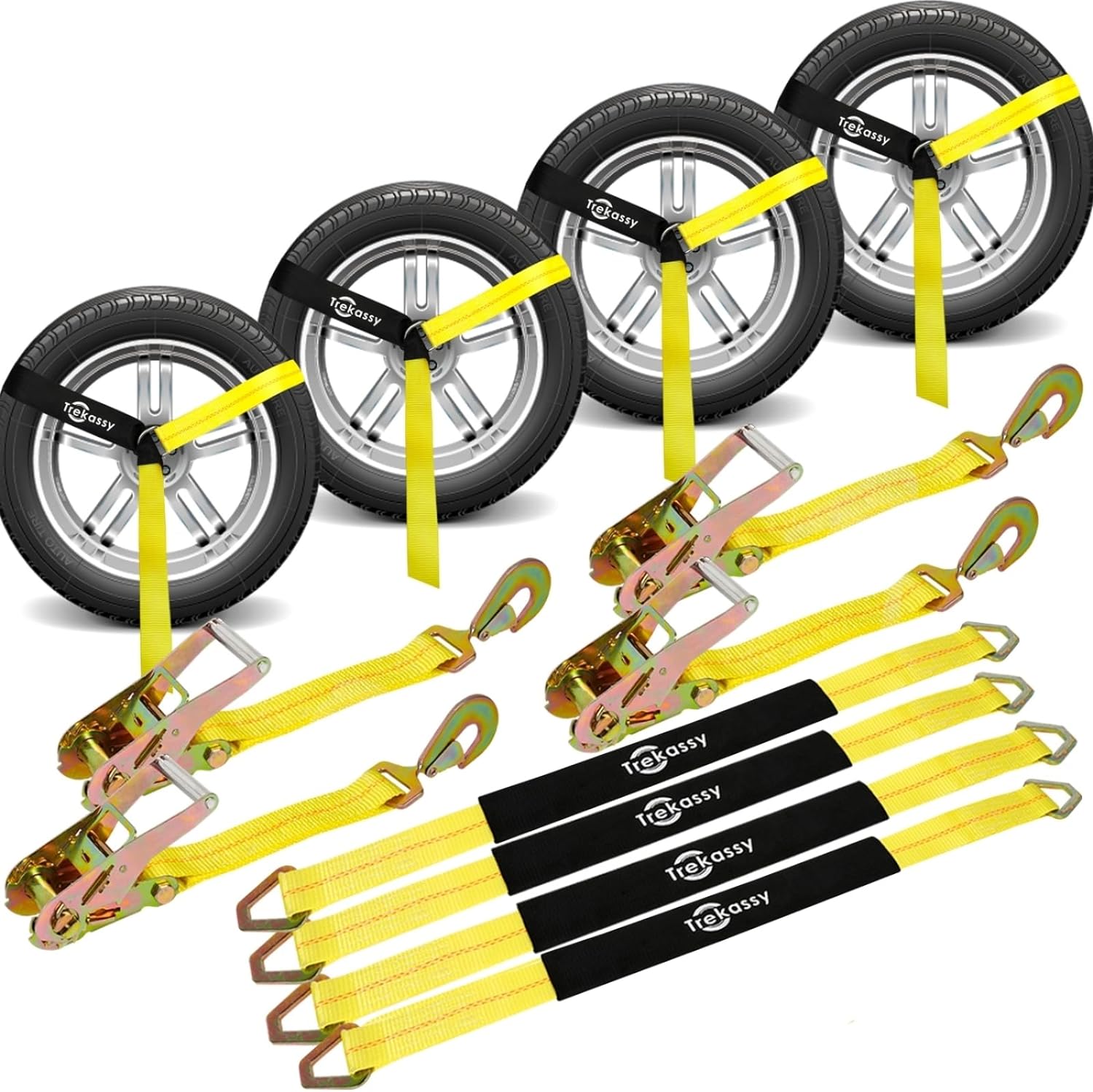 Trekassy 2”x 144” Car Tie Down Straps for Trailers Heavy Duty