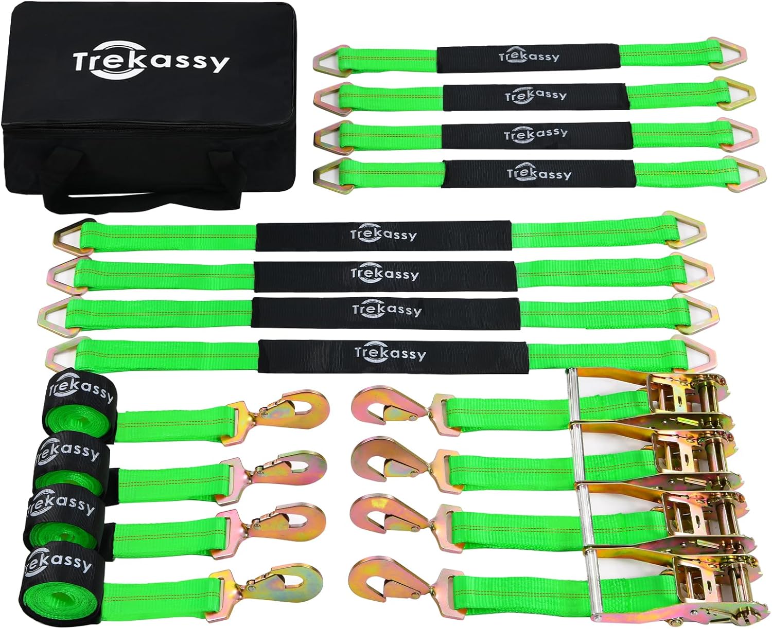 Trekassy 4 Pack 2” x 114” Car Axle Straps Ratchet Tie Downs System with Snap Hooks