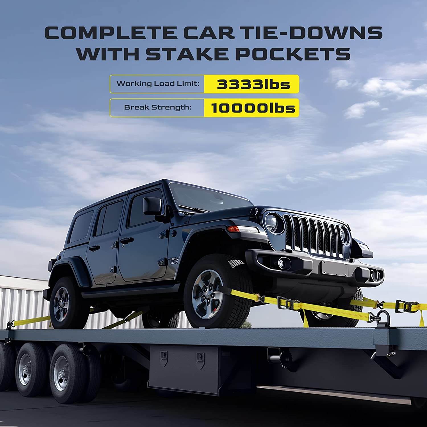 Trekassy Car Tie Down Straps for Trailers with J Hooks