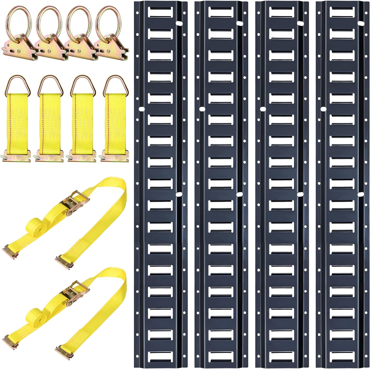 Trekassy 8ft Horizontal E Track Tie-Down Rail Kit, Powder-Coated Steel E-Track TieDowns for Truck Bed, Trailers