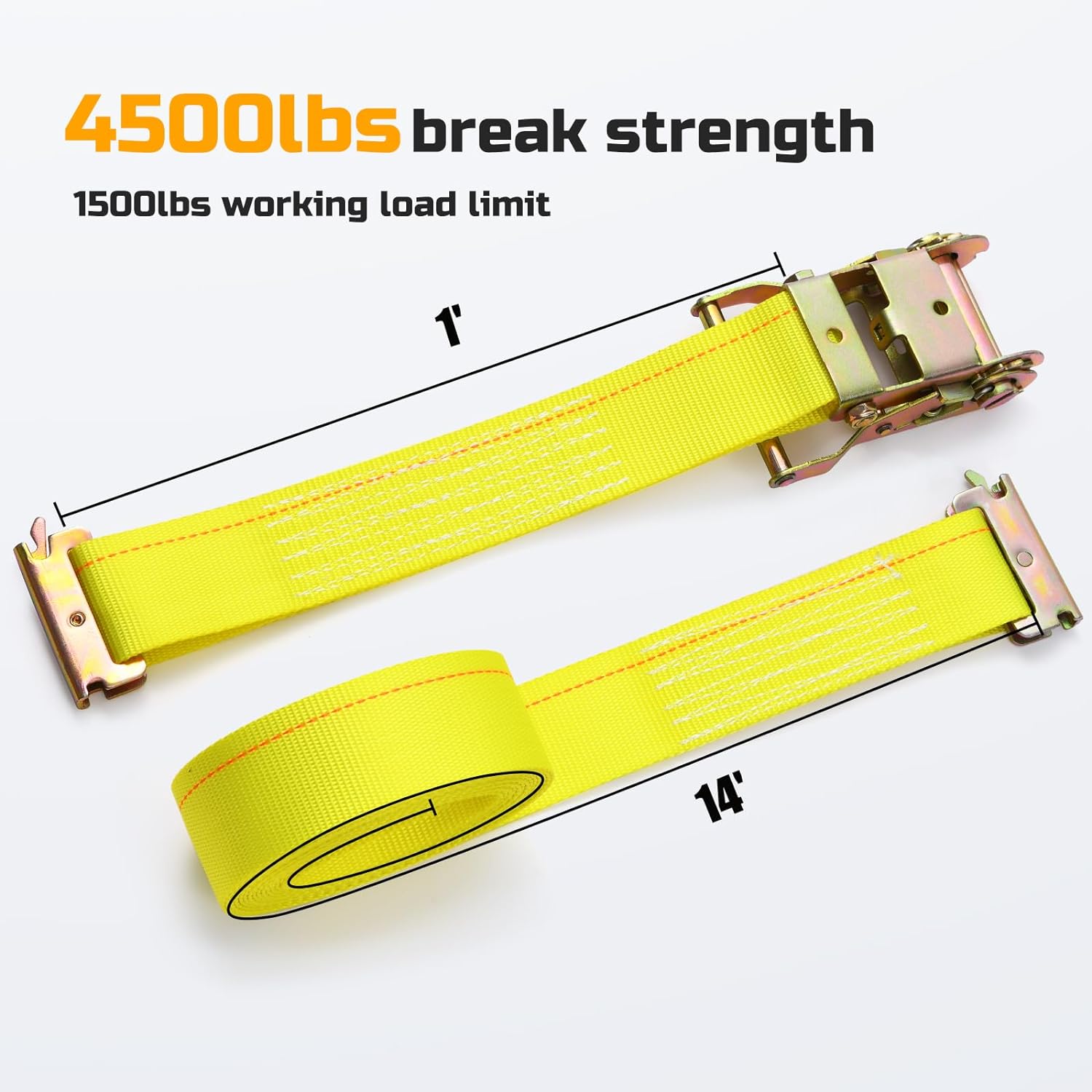 Trekassy 15ft E Track Ratchet Straps-4 Pack, 8 E-Track O-Rings and 6 Pack E-Track Single Slot, 18 PCS E Track Accessories Set for Trailers