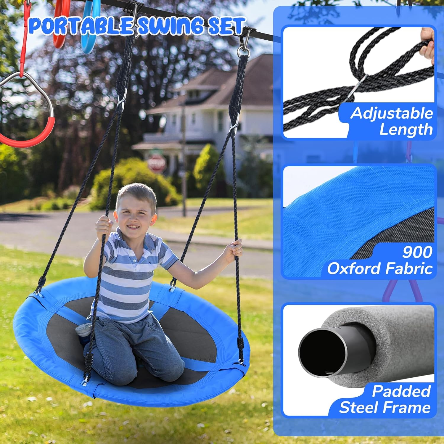 65ft Ninja Warrior Obstacle Course for Kids with Swing, Ninja Rope Course with 11 Obstacles