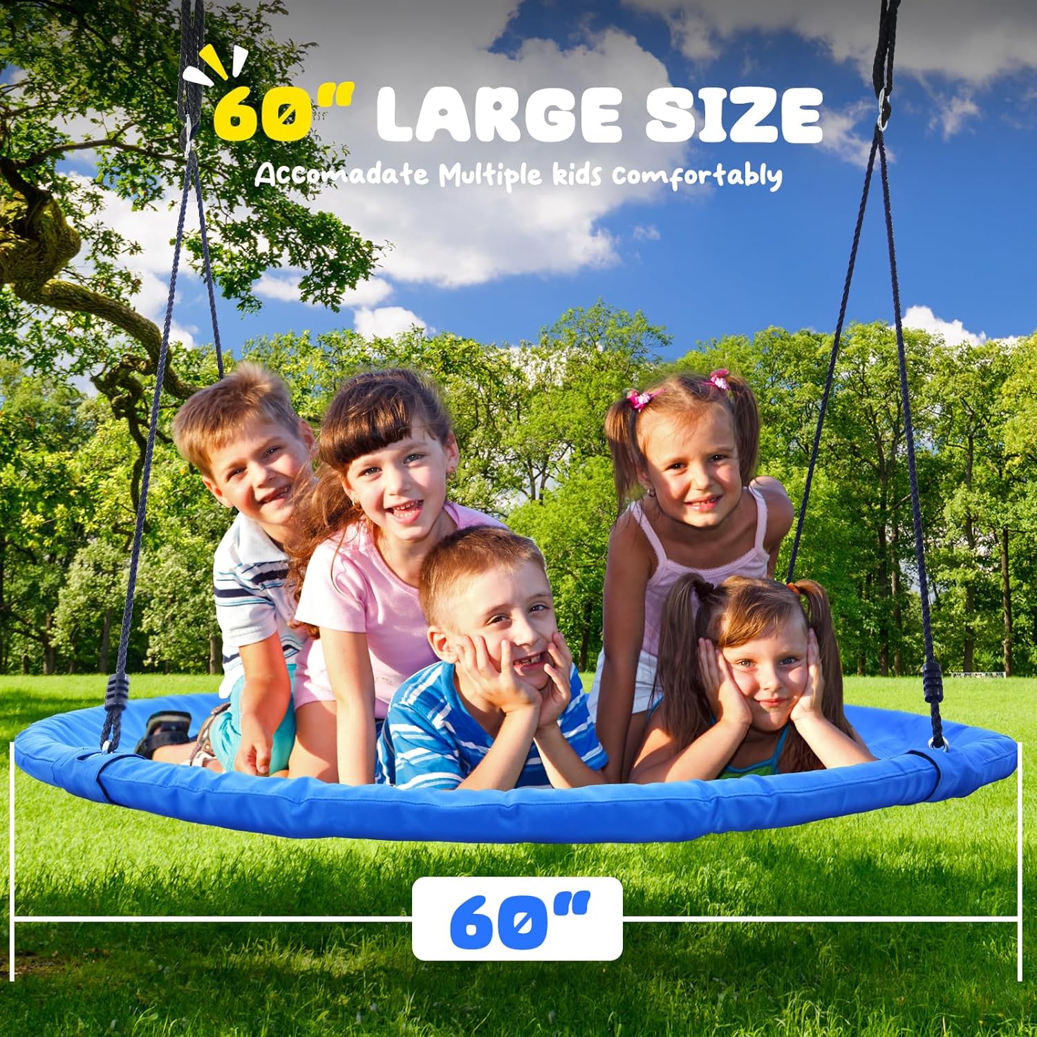 Trekassy 60" Saucer Tree Swing for Kids Adults 900D Oxford Waterproof