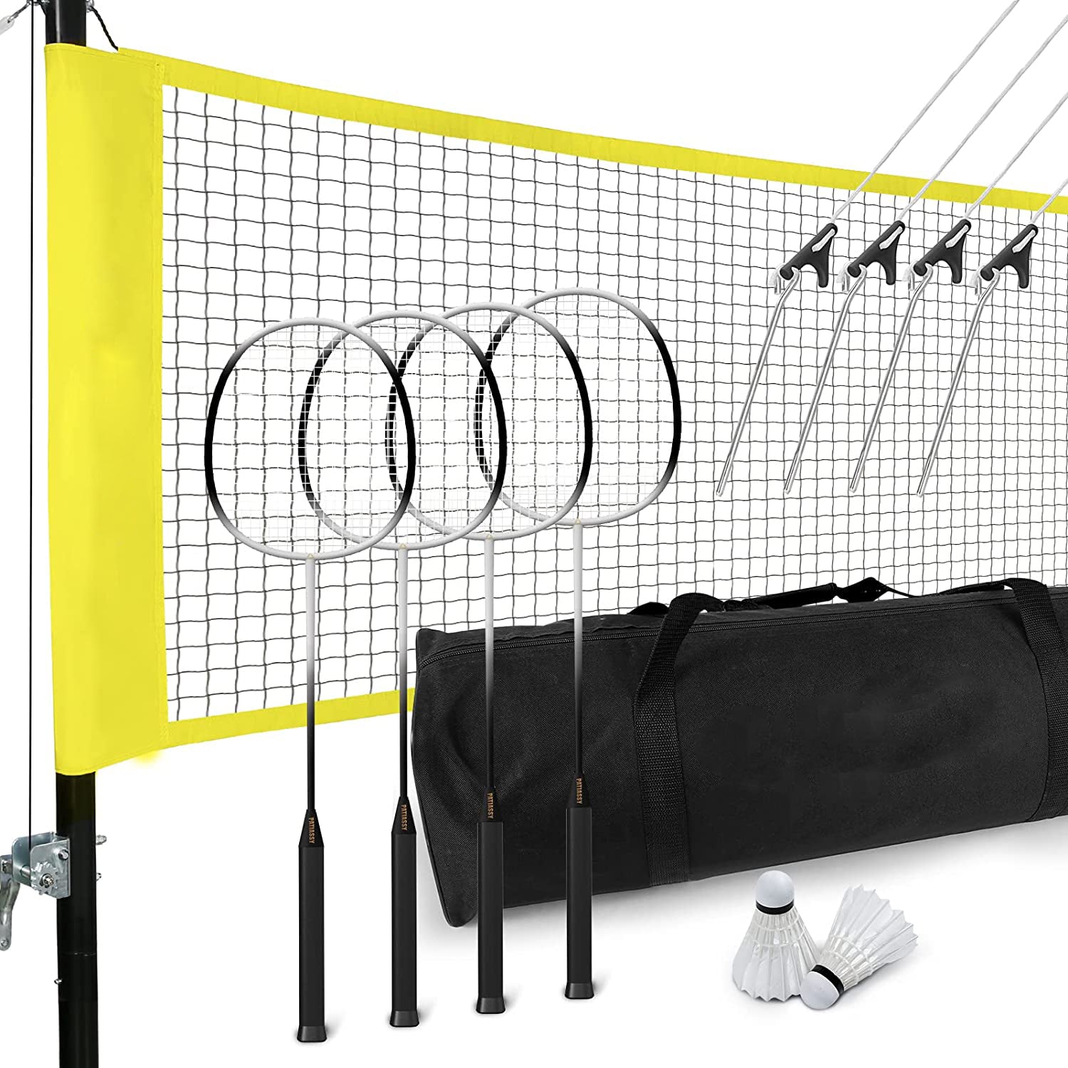 Patiassy Portable Badminton Set with Professional Badminton Net