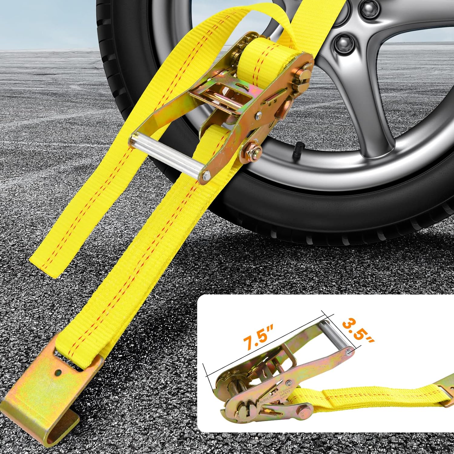 Trekassy Car Tie Down Straps for Trailers with Flat Hooks, 2" x 120" Lasso Straps