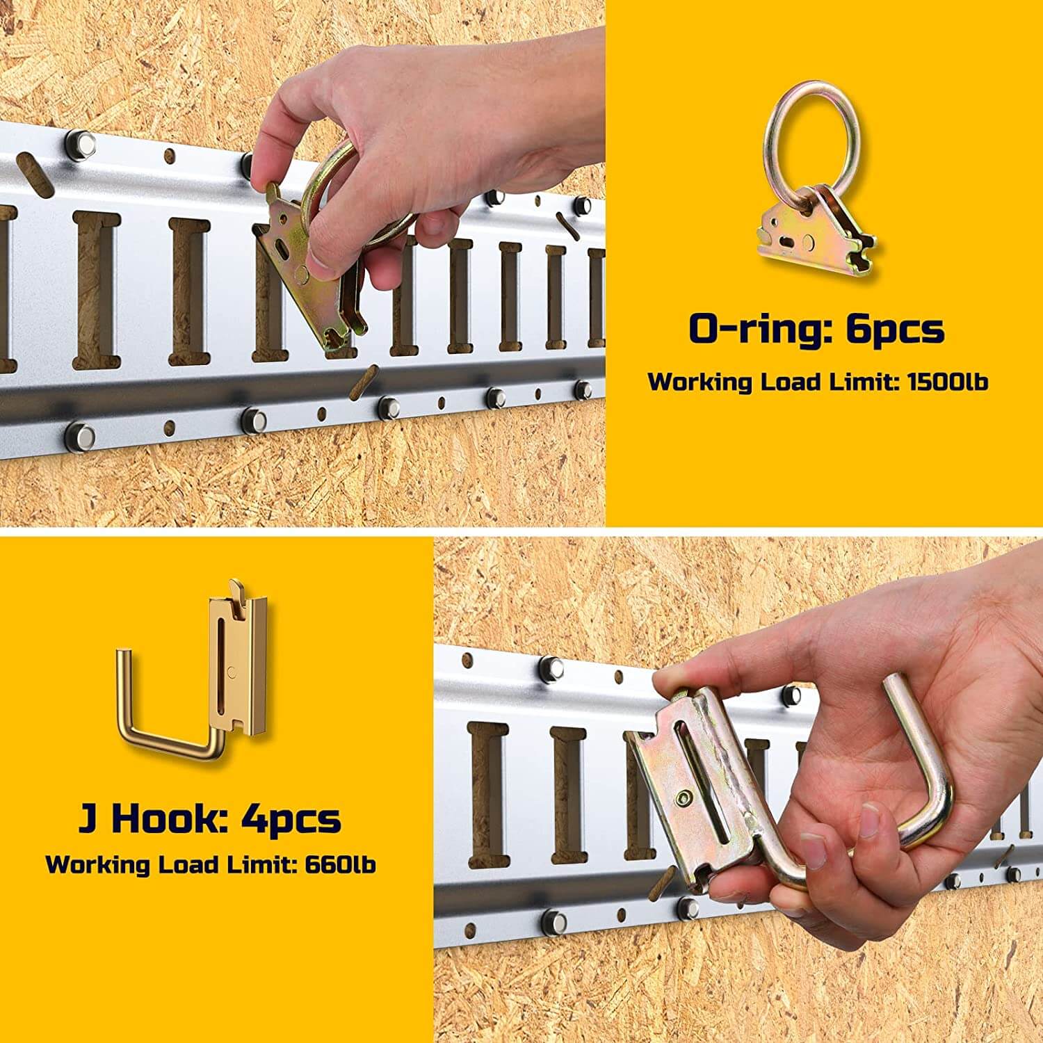 Trekassy E Track Tie-Down Rail Kit 5ft + 2ft- 18 Pieces / 16 Pieces