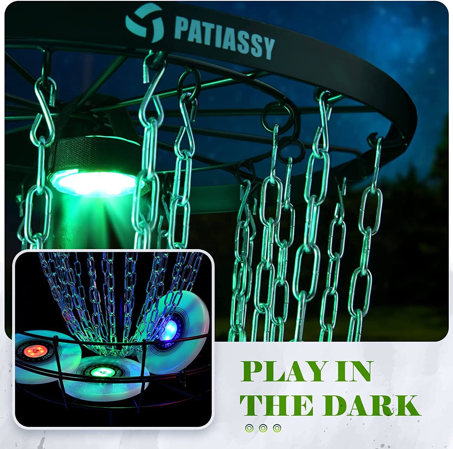 Patiassy Disc Golf Basket with 24/12 Chains for Two Difficulty Levels of Practice Portable Golf Target