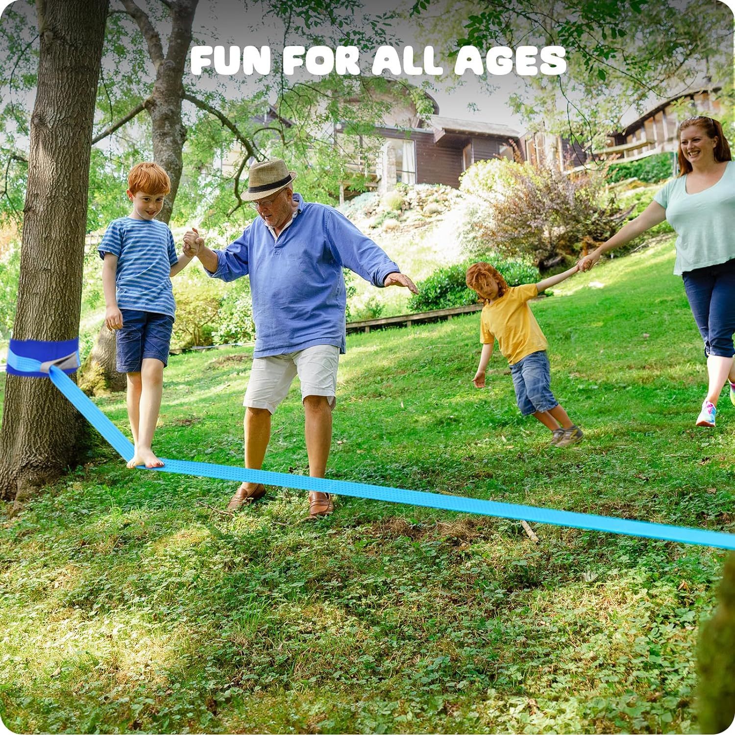 2X50ft Ninja Warrior Obstacle Course for Kids with Pulley