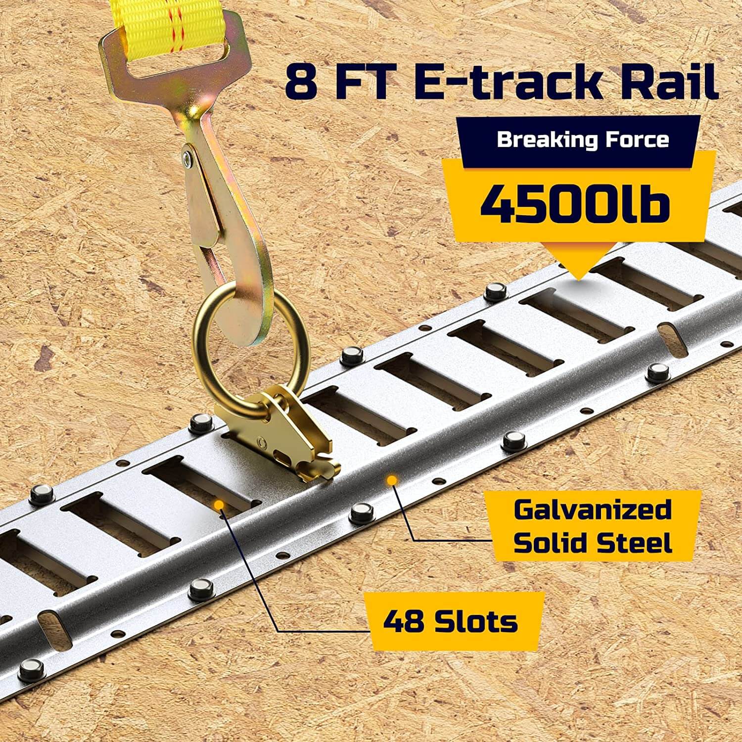 Trekassy E Track Tie-Down Rail Kit 5ft + 2ft- 18 Pieces / 16 Pieces