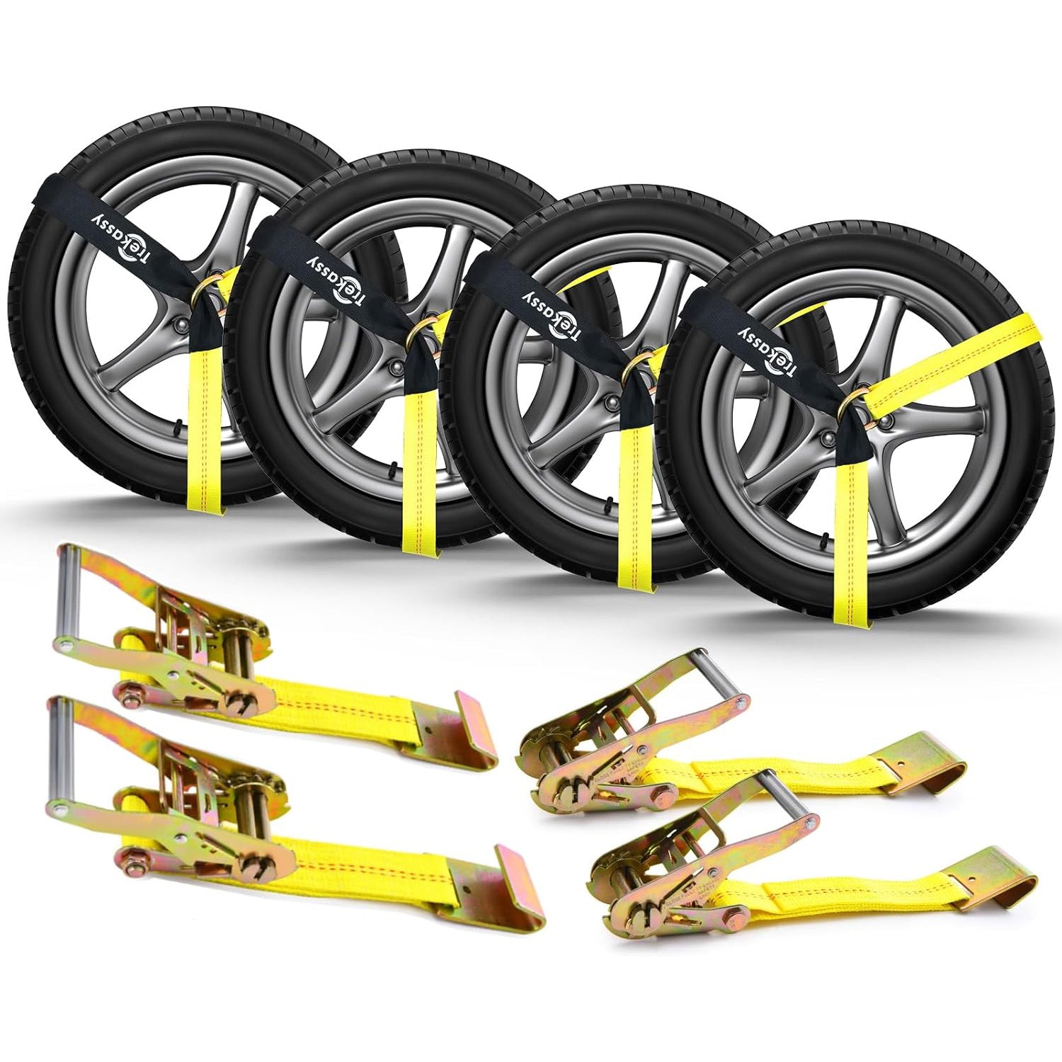 Trekassy Car Tie Down Straps for Trailers with Flat Hooks, 2" x 120" Lasso Straps