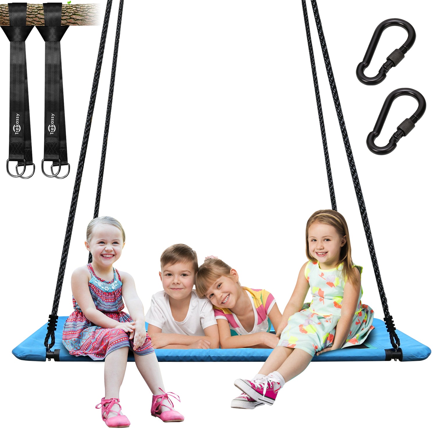 Giant 60" Flying Platform Tree Swing Spider Web Spinner Swing 700lbs Blue