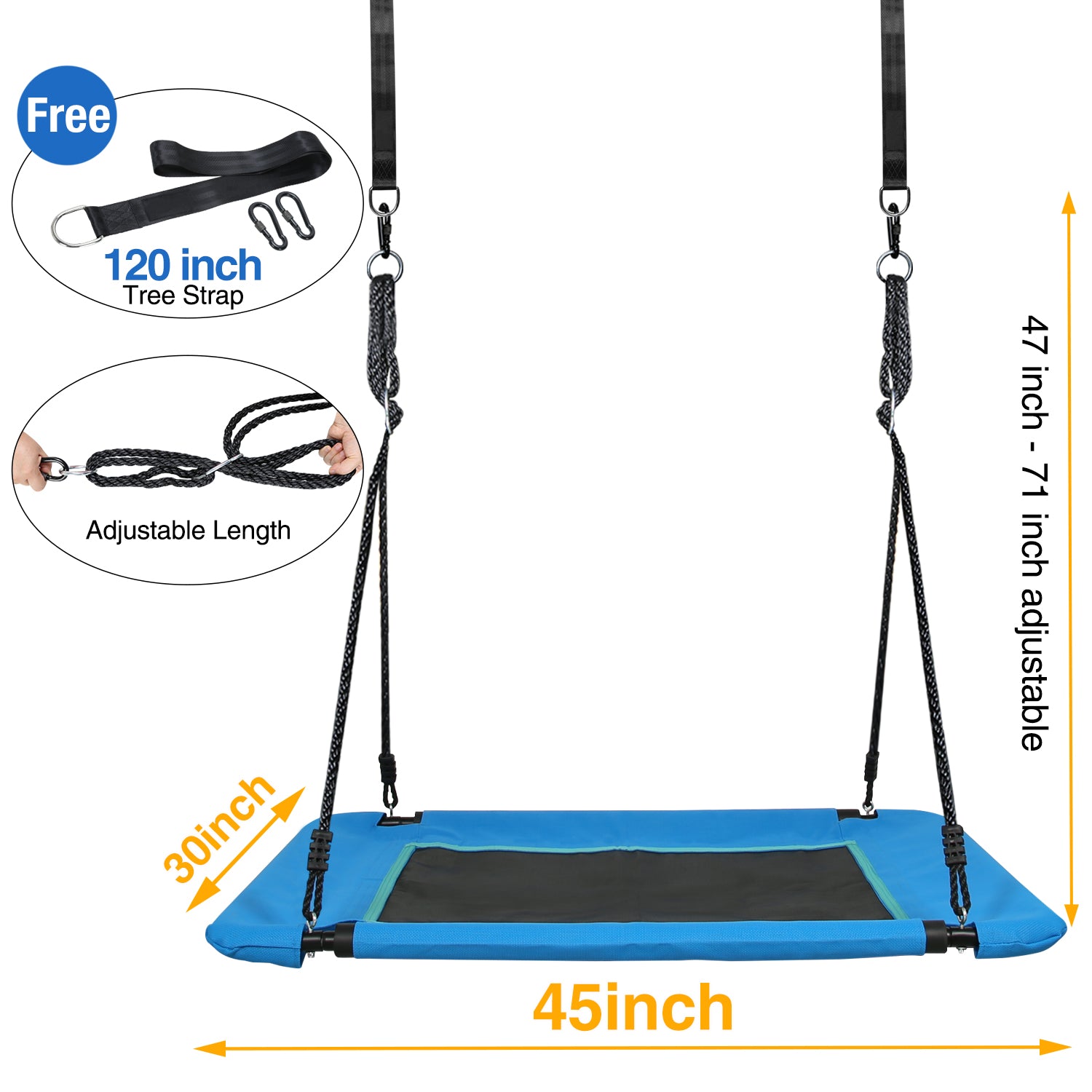 Trekassy Giant 45" Flying Platform Tree Swing Spider Web Spinner Swing 700lbs Blue