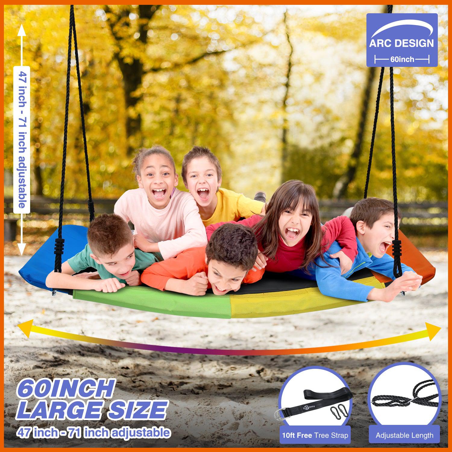 Trekassy 700lb Giant 60" Skycurve Platform Tree Swing Rainbow