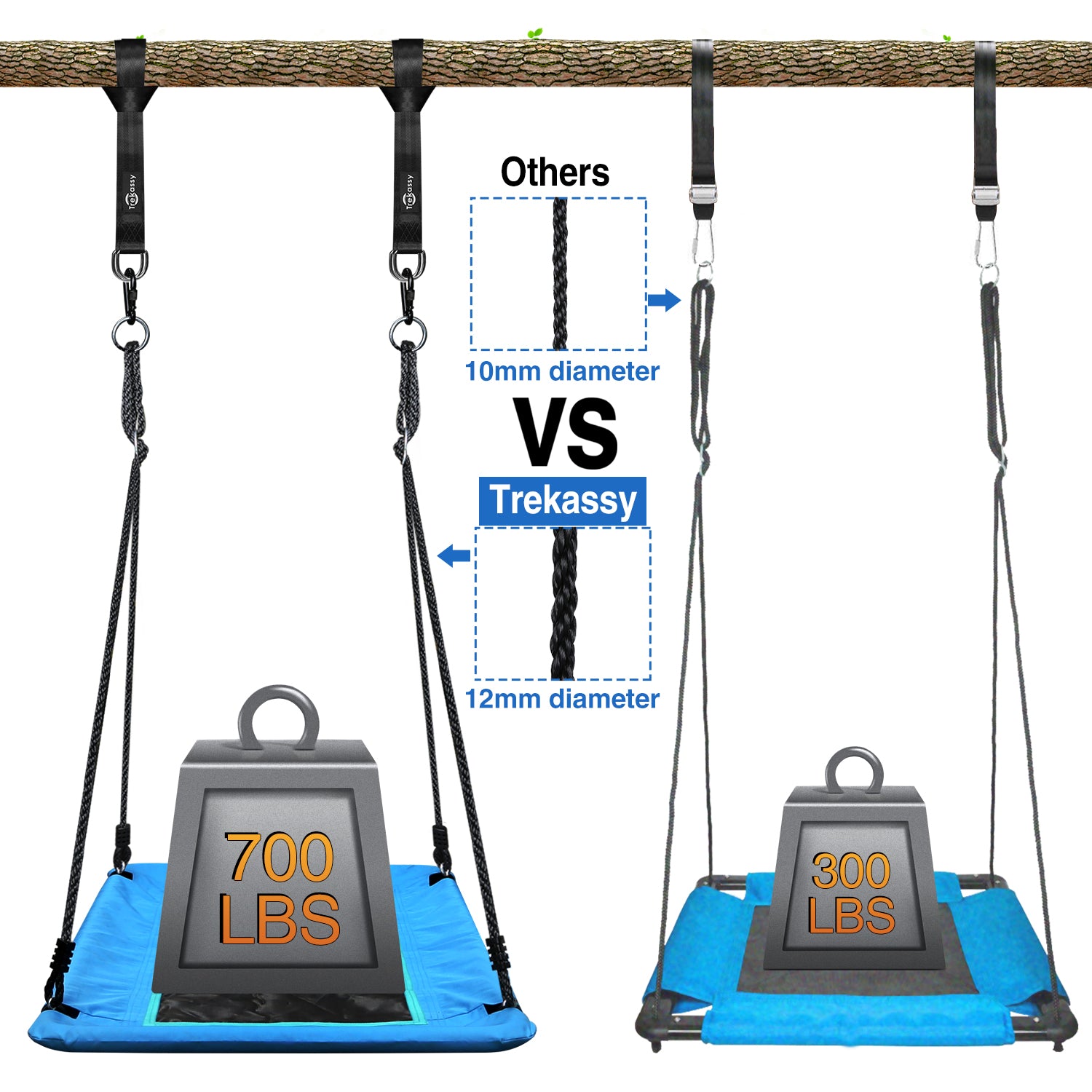 Giant 60" Flying Platform Tree Swing Spider Web Spinner Swing 700lbs Blue