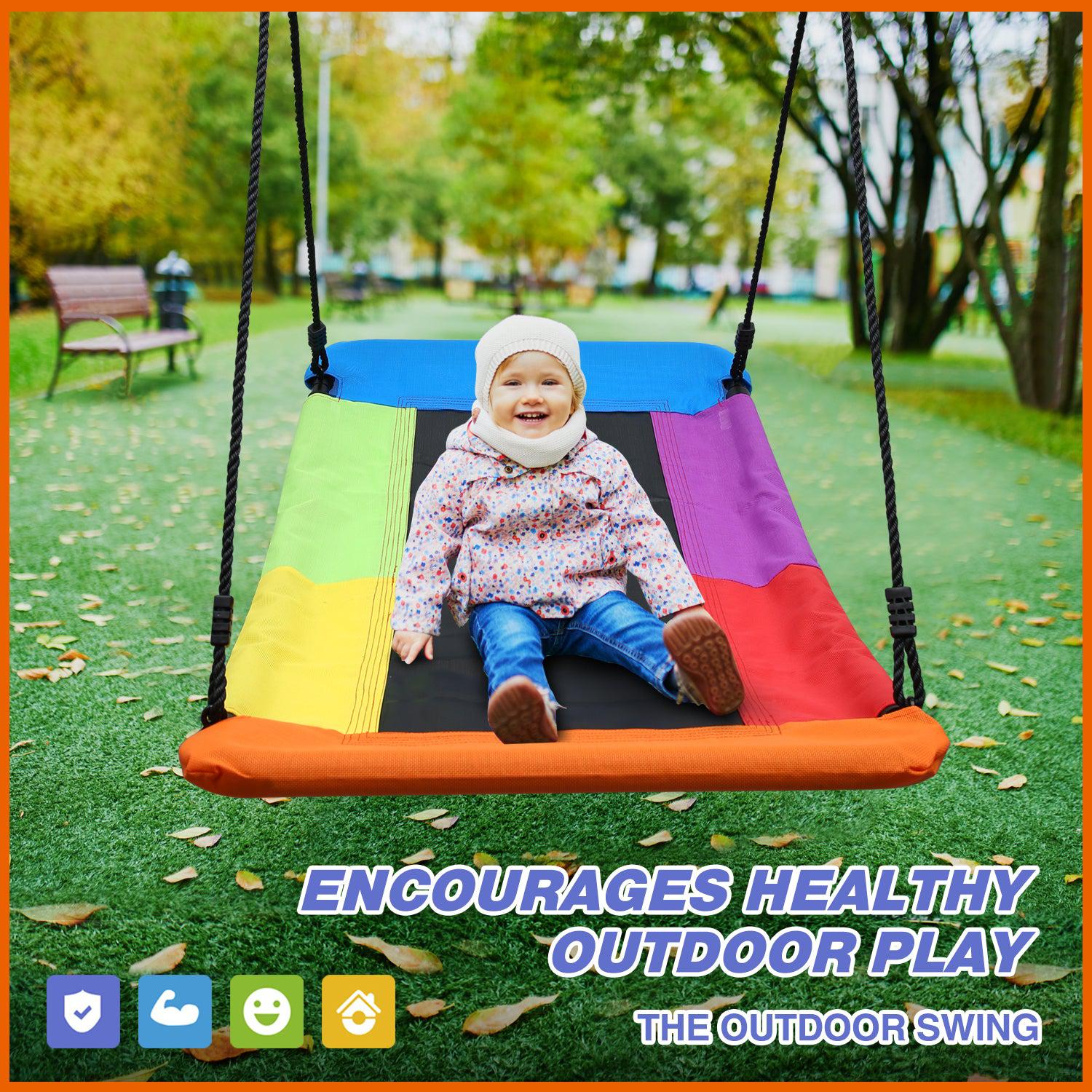 Trekassy 700lb Giant 60" Skycurve Platform Tree Swing Rainbow
