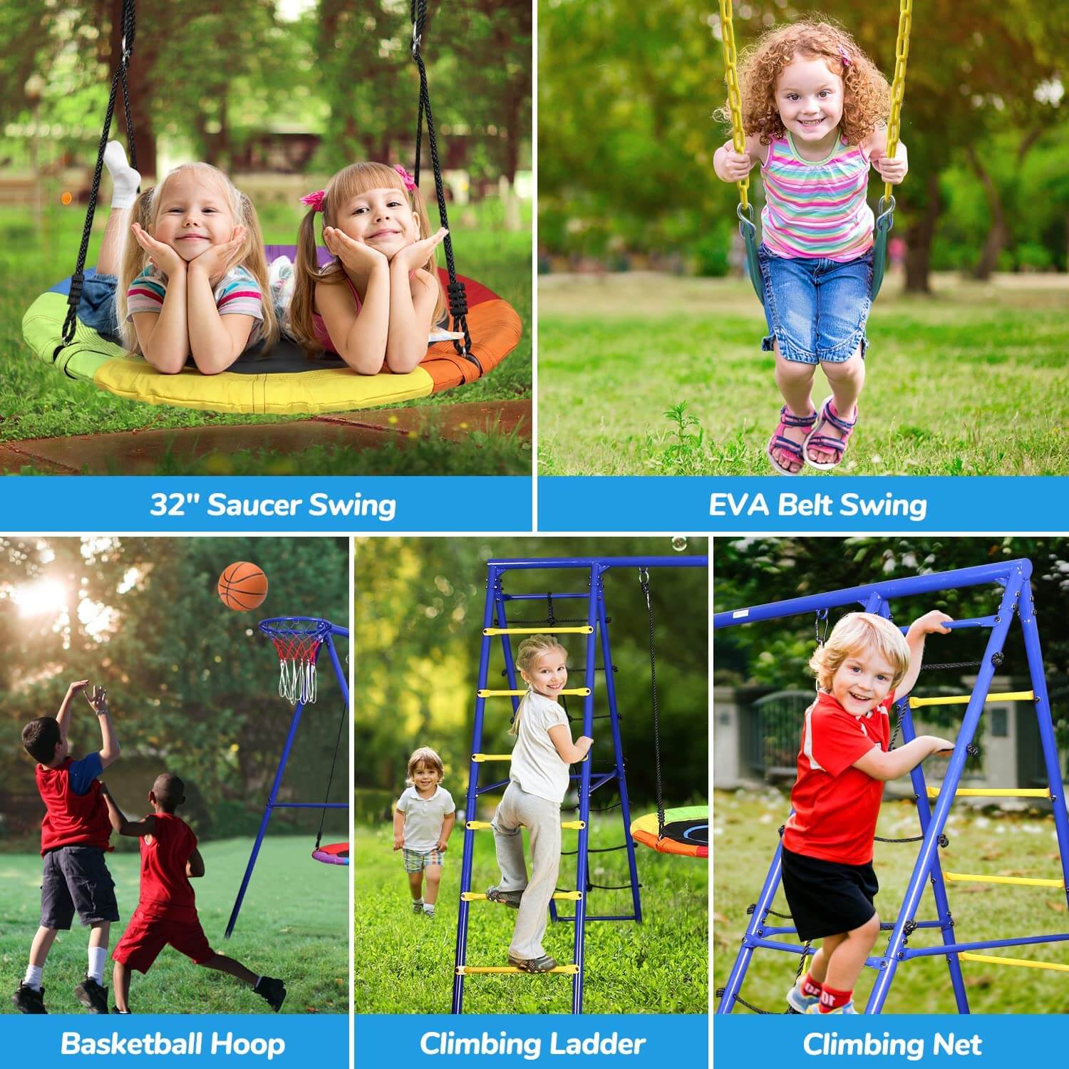 Metal Swing Sets 440lbs with Heavy Duty Swing Frame.