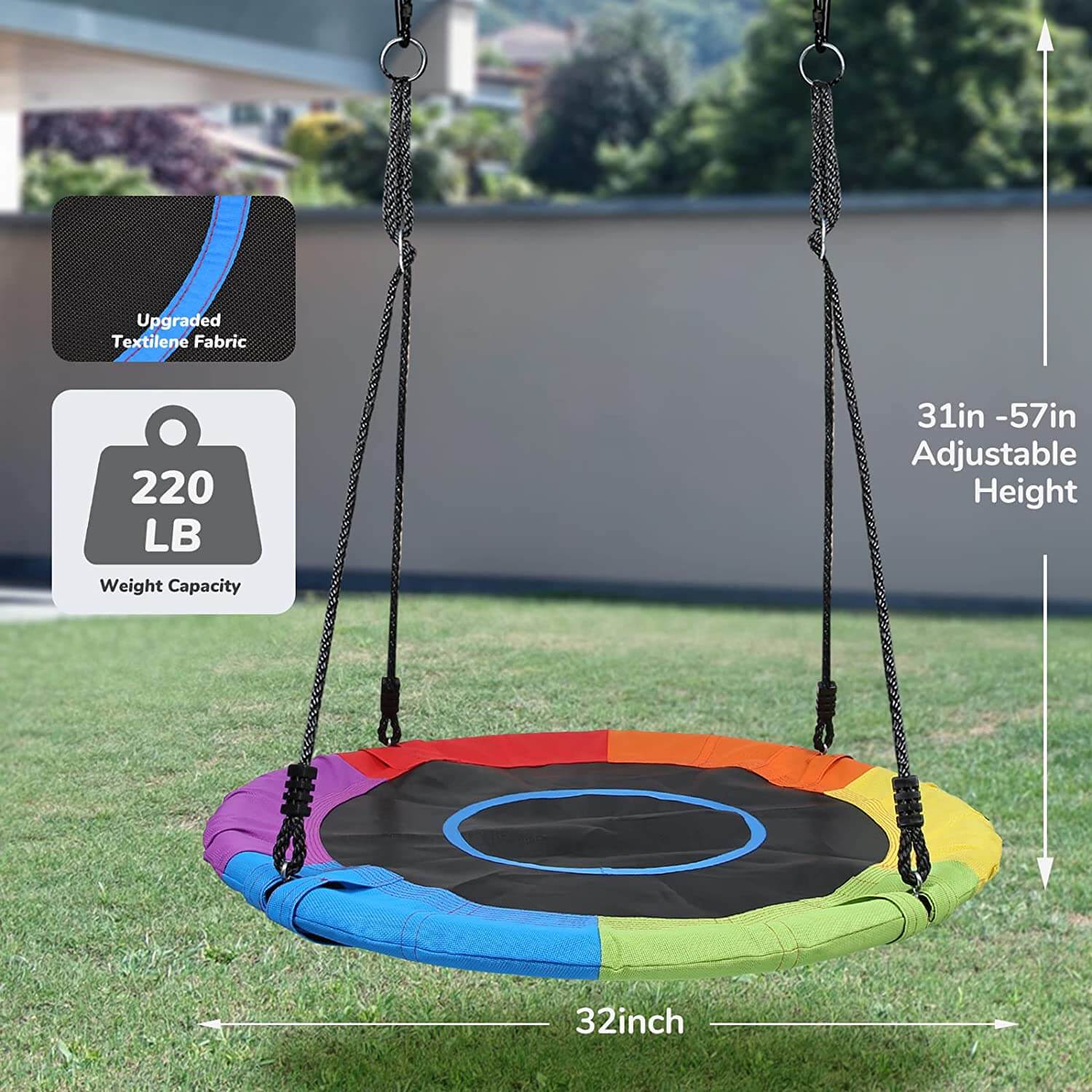 Swing Sets for Backyard with Slide, Metal Swing Stand, Saucer Swing, Belt Swing,Basketball Hoop.