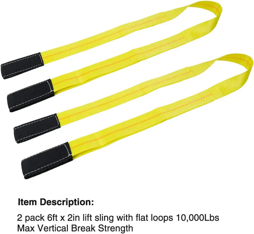 2 Pack 6' x 2" Lift Sling Straps 10,000lbs Max Vertical Break Strength Capacity Media 1 of 7