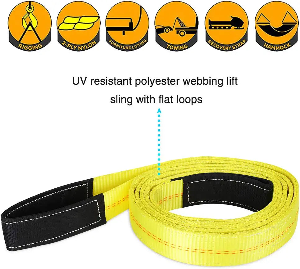 UV resistant polyester webbing lift sling with flat loops