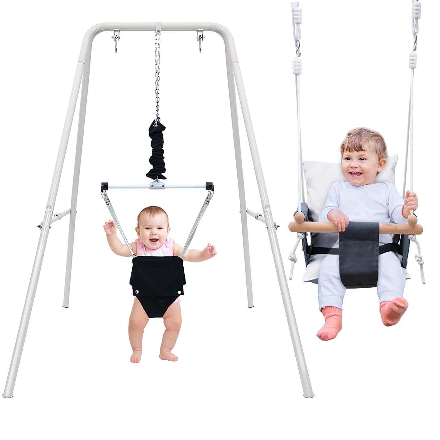 Upgraded 2 in 1 Baby Jumper and Toddler Swing with Foldable Stand