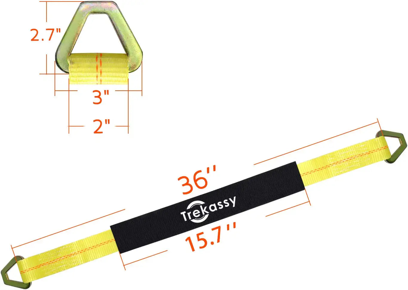 4 Pack 36"x 2"Axle Tie Down Straps with D-Ring and Protective Sleeve 10,000 Pound Capacity