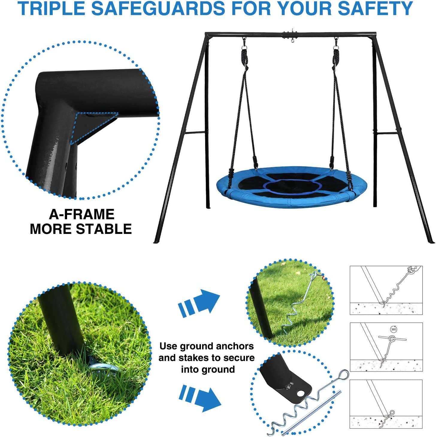 Trekassy 440lbs 40 Inch Saucer Tree Swing Set backyard