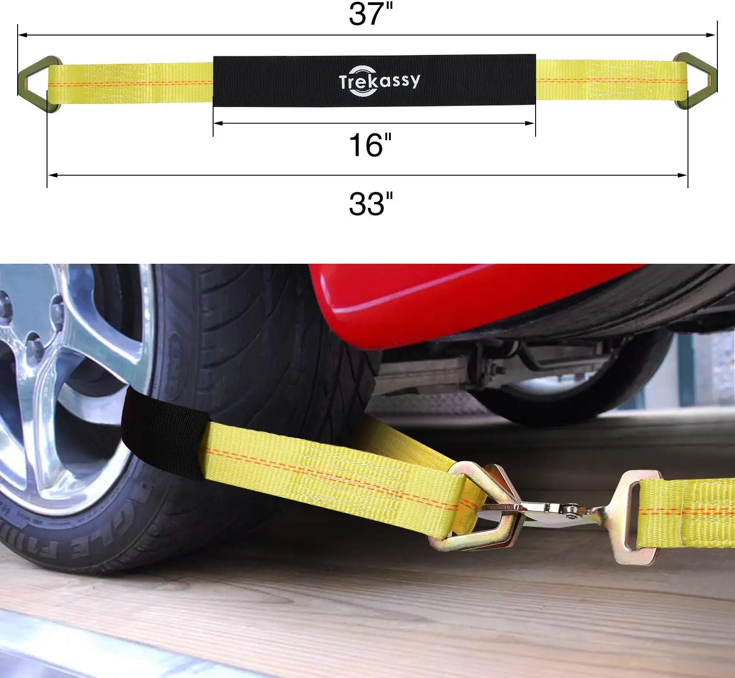 Trekassy Wheel Net Car Tow Dolly Straps with Flat Hooks 2 Pack Tires