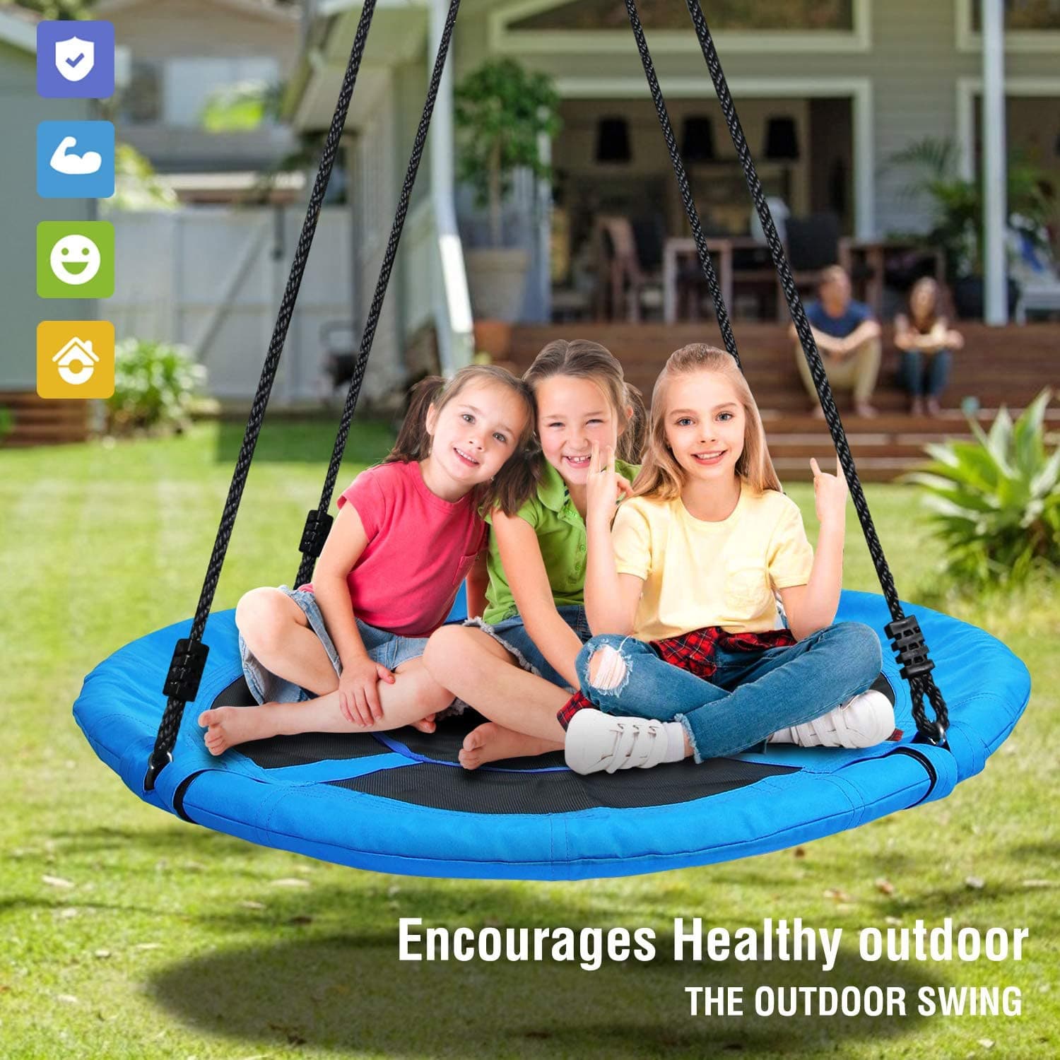 Giant 40" Flying Saucer Tree Swing Spider Web Spinner Swing 700lbs.