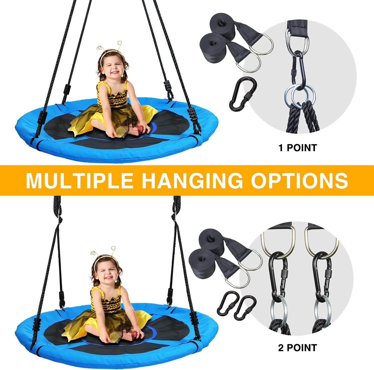 Giant 40" Flying Saucer Tree Swing Spider Web Spinner Swing 700lbs.