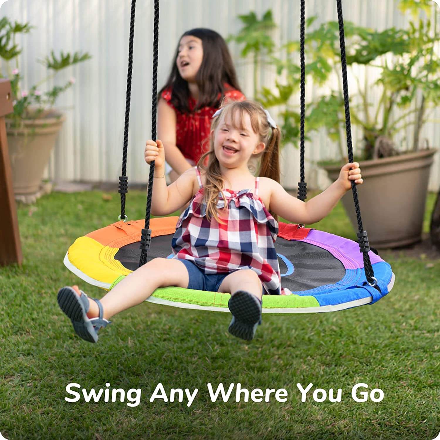 Trekassy 700lbs 40 Inch Saucer Tree Swing Outdoor with LED Lights
