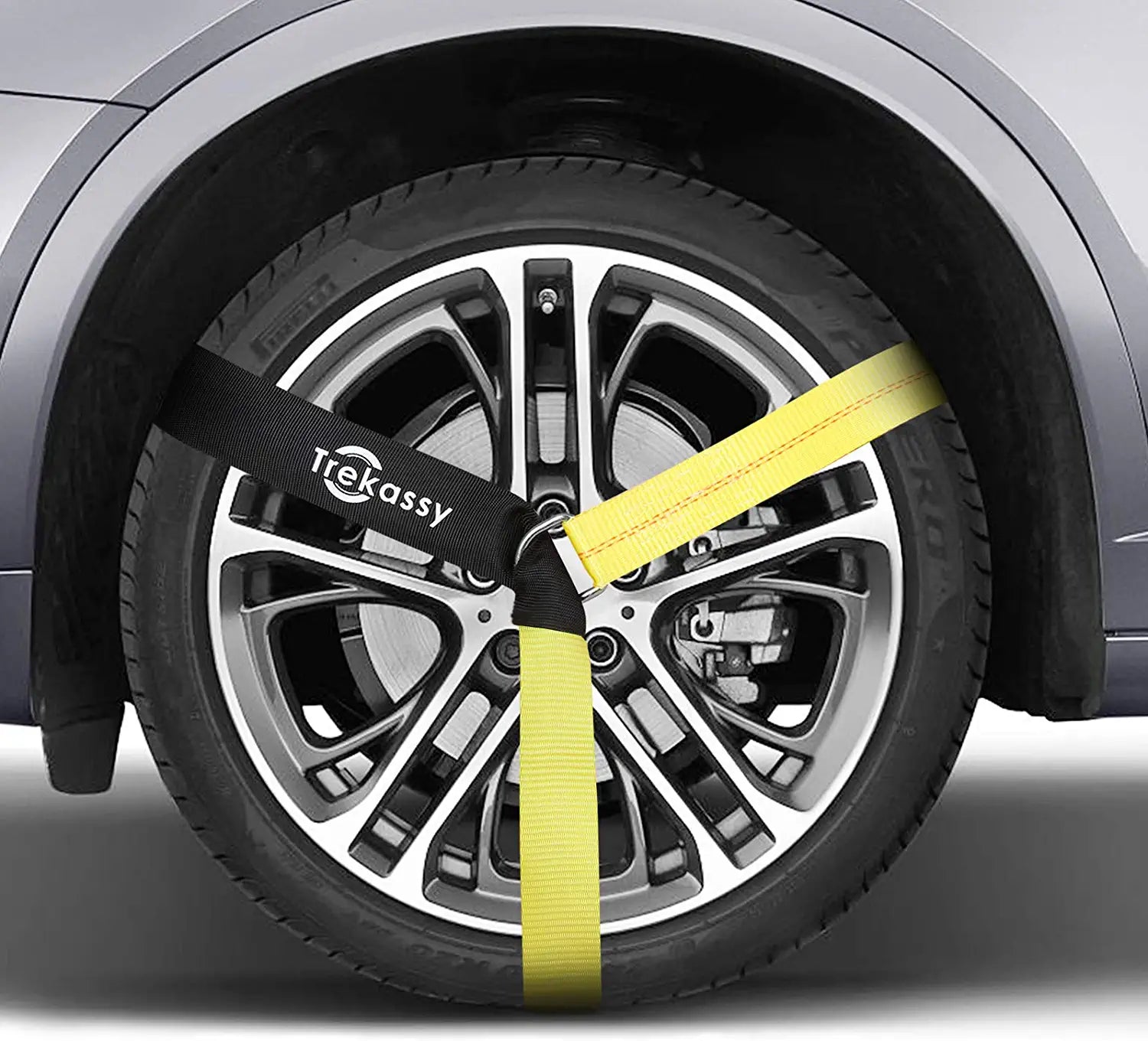 Trekassy 2”x 96” Car Tie Down Tire Straps with 16" Chain Anchors, 3,300lbs Safe Working Load.