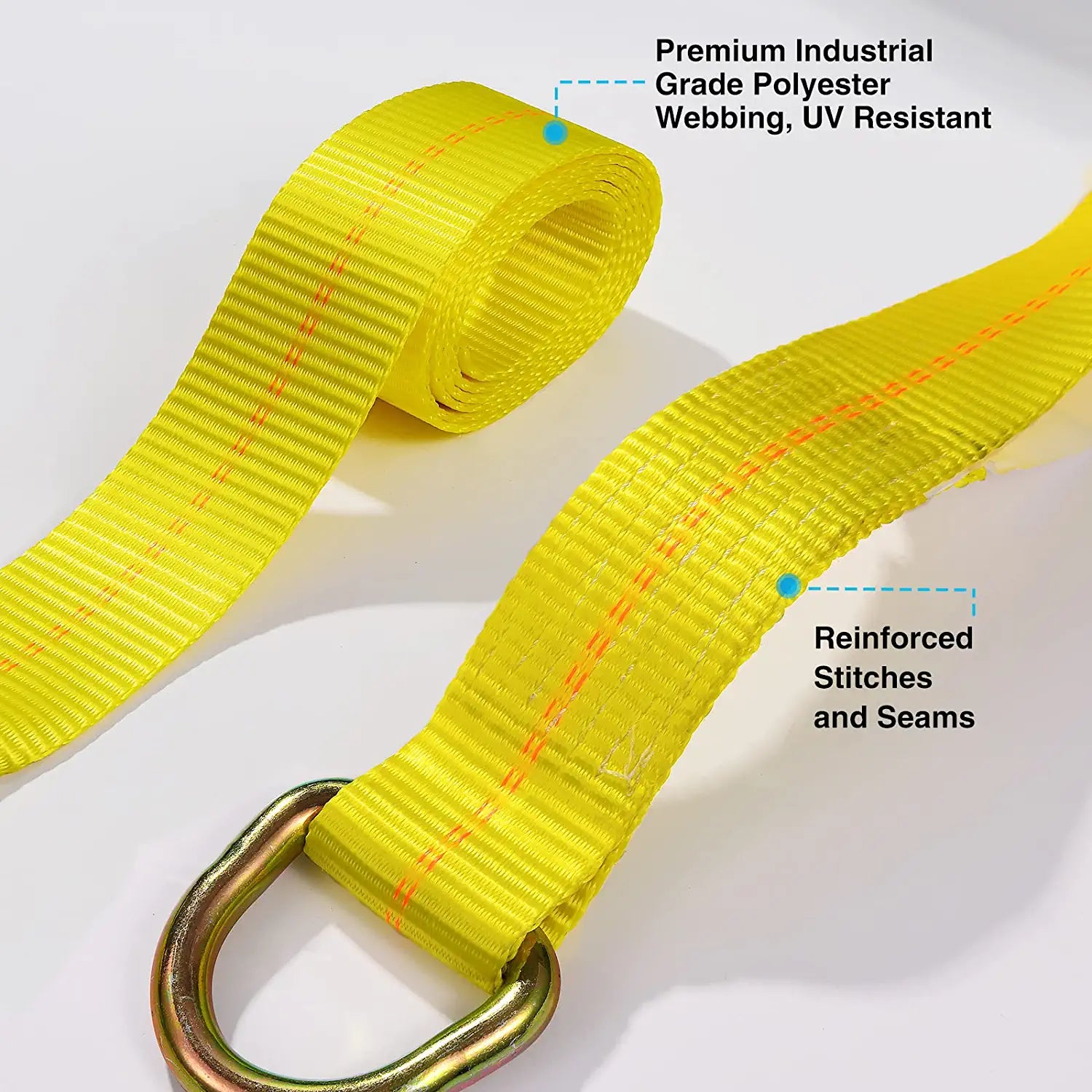 Trekassy 2”x 96” Car Tie Down Tire Straps with 16" Chain Anchors, 3,300lbs Safe Working Load.
