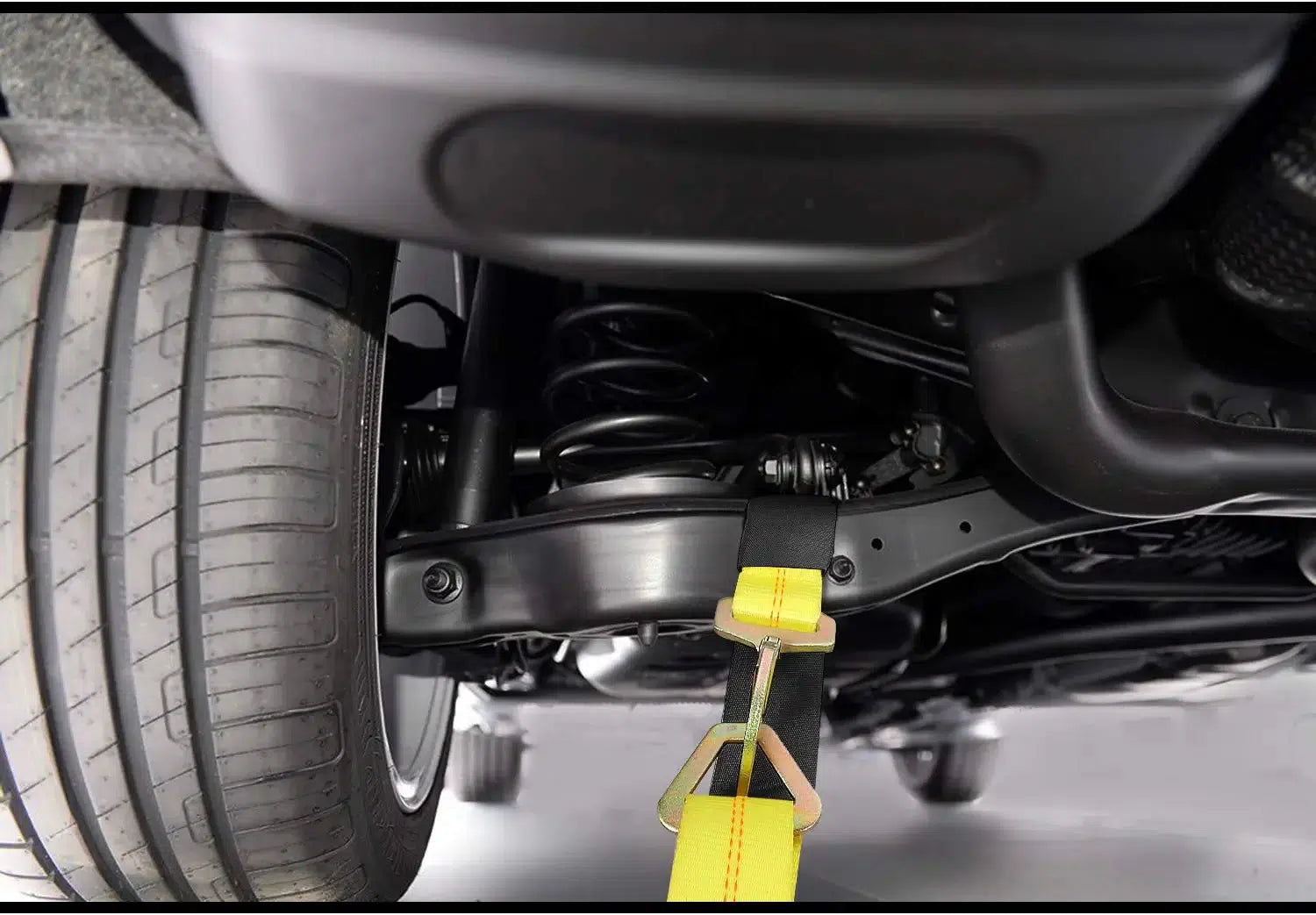 Trekassy 4 Pack 2” x 114” Car Axle Straps Ratchet Tie Downs System with Snap Hooks, 2 Free Lift Sling Straps, 3,333lbs Safe Working Load.