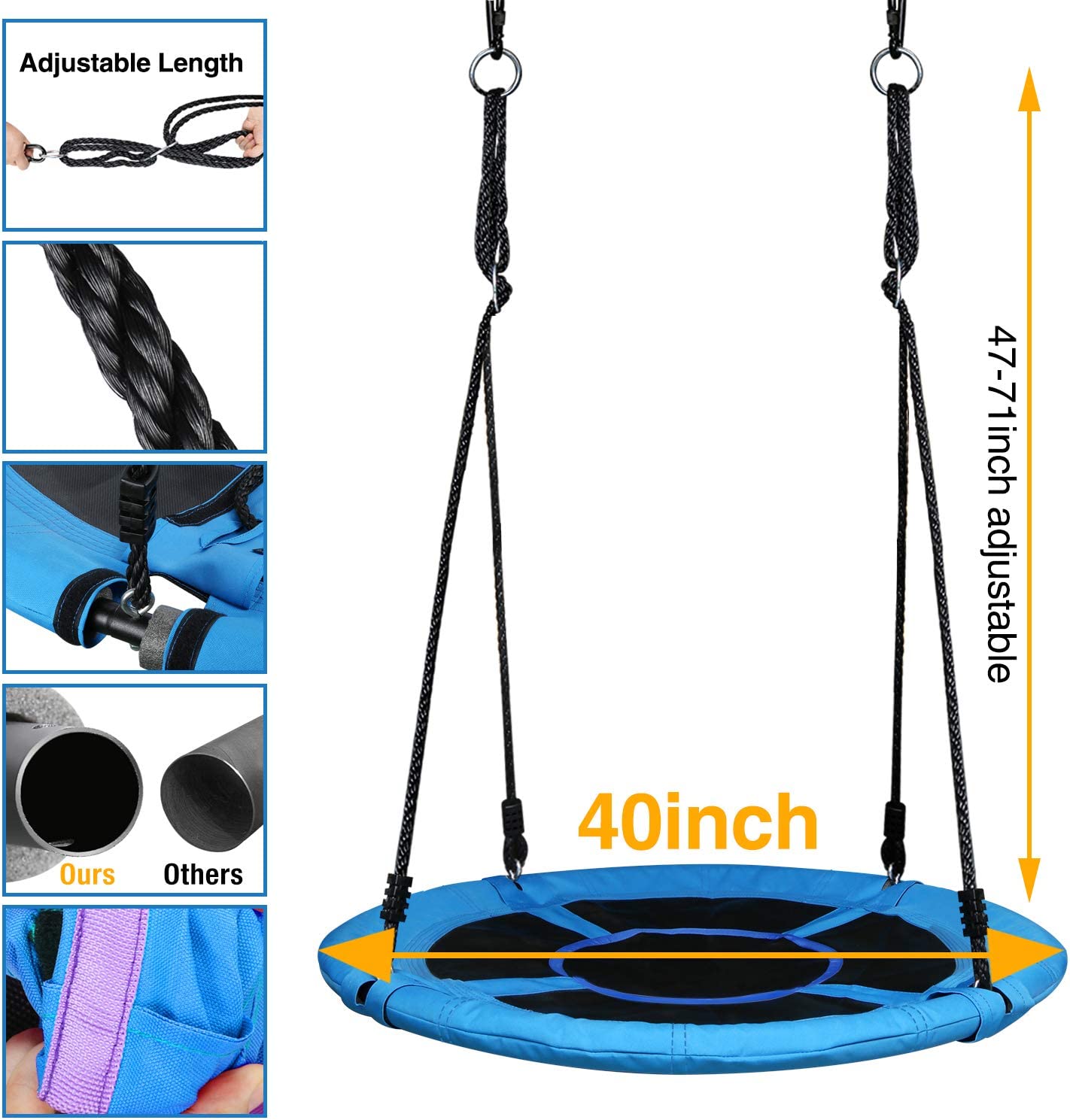 Trekassy 440lbs 40 Inch Saucer Tree Swing Set backyard