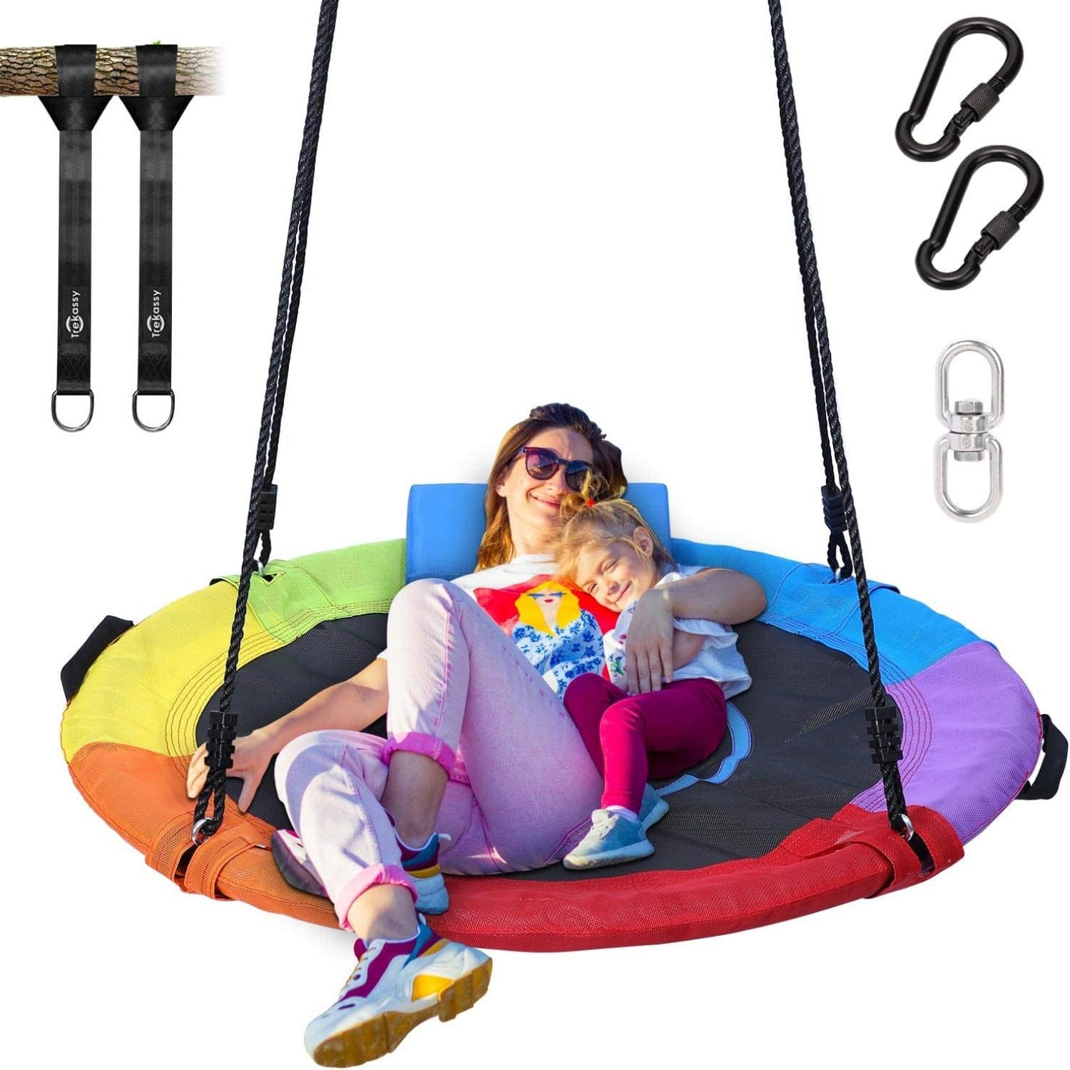 Trekassy 750lbs 40 Inch Saucer Tree Swing Rainbow