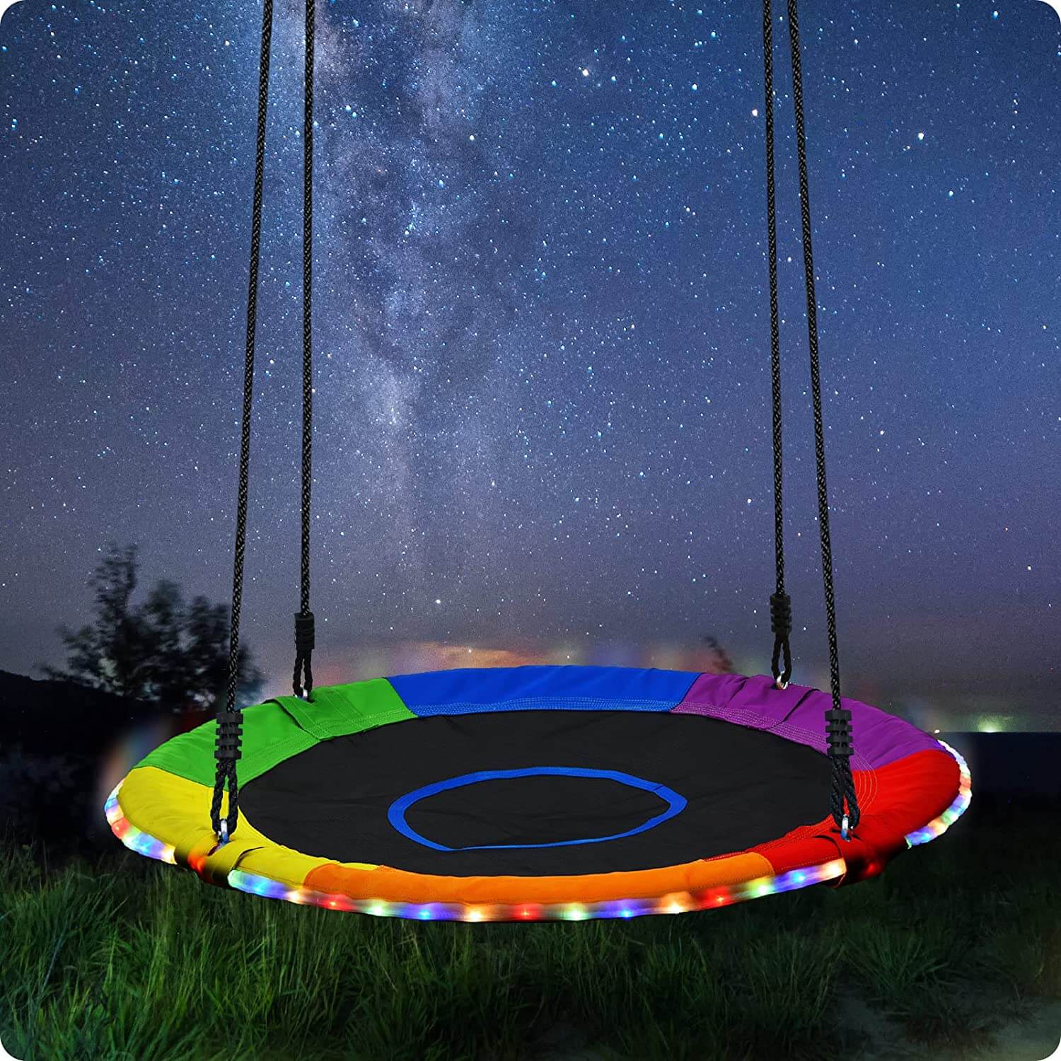 Trekassy 700lbs 40 Inch Saucer Tree Swing Outdoor with LED Lights